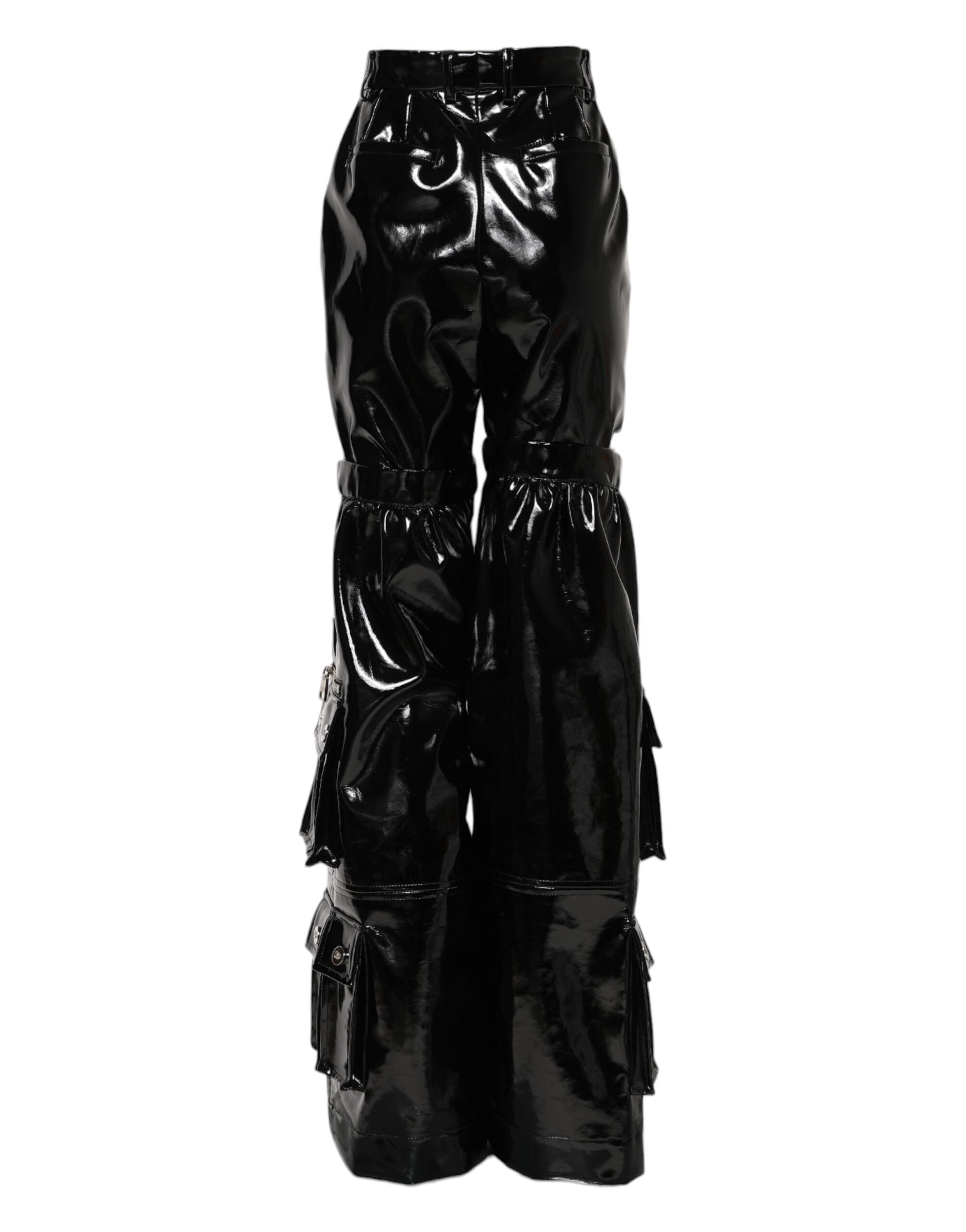 Black High Waist Cargo Bootcut Pants