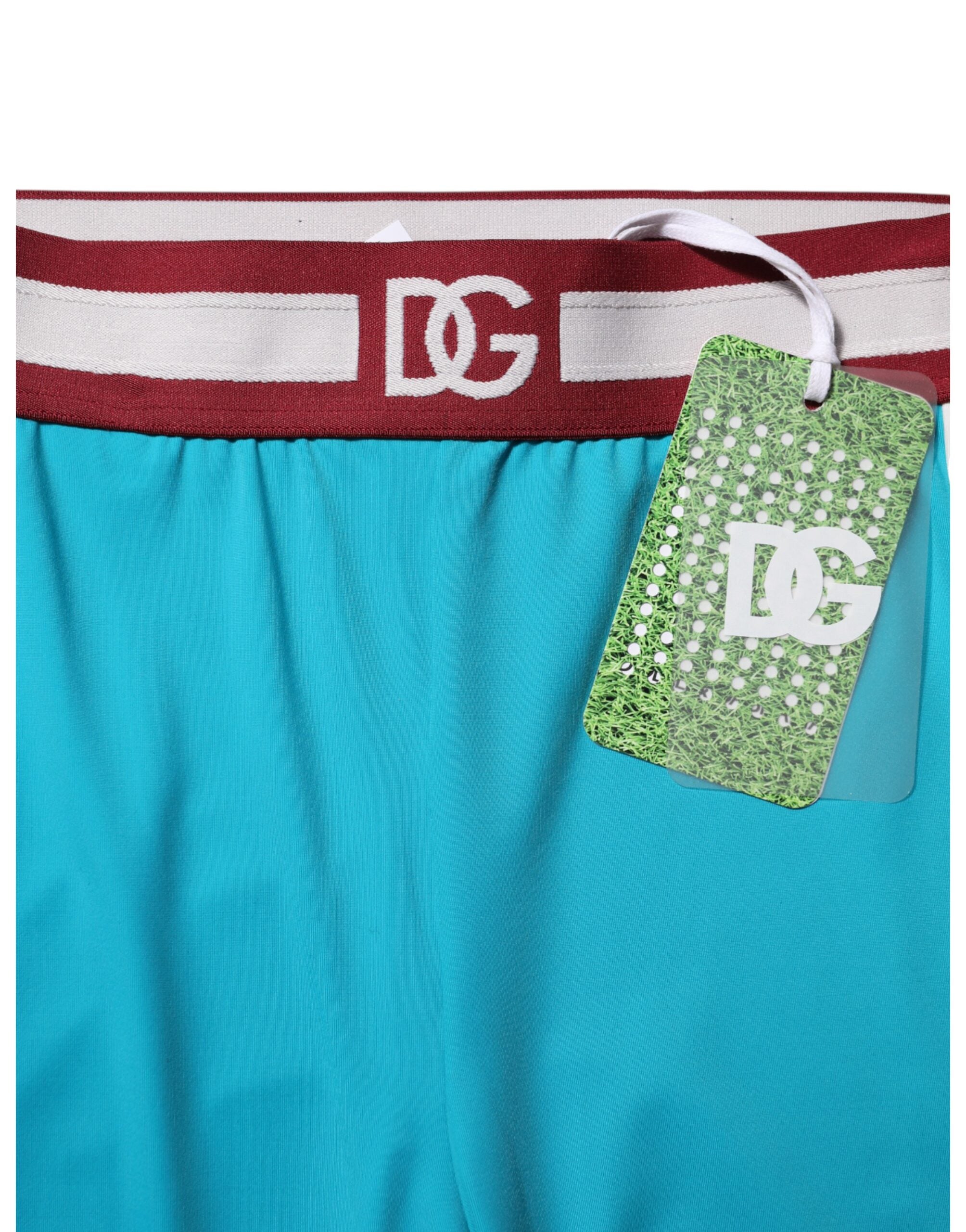 Blue Nylon Slim Fit Cropped Leggings Pants