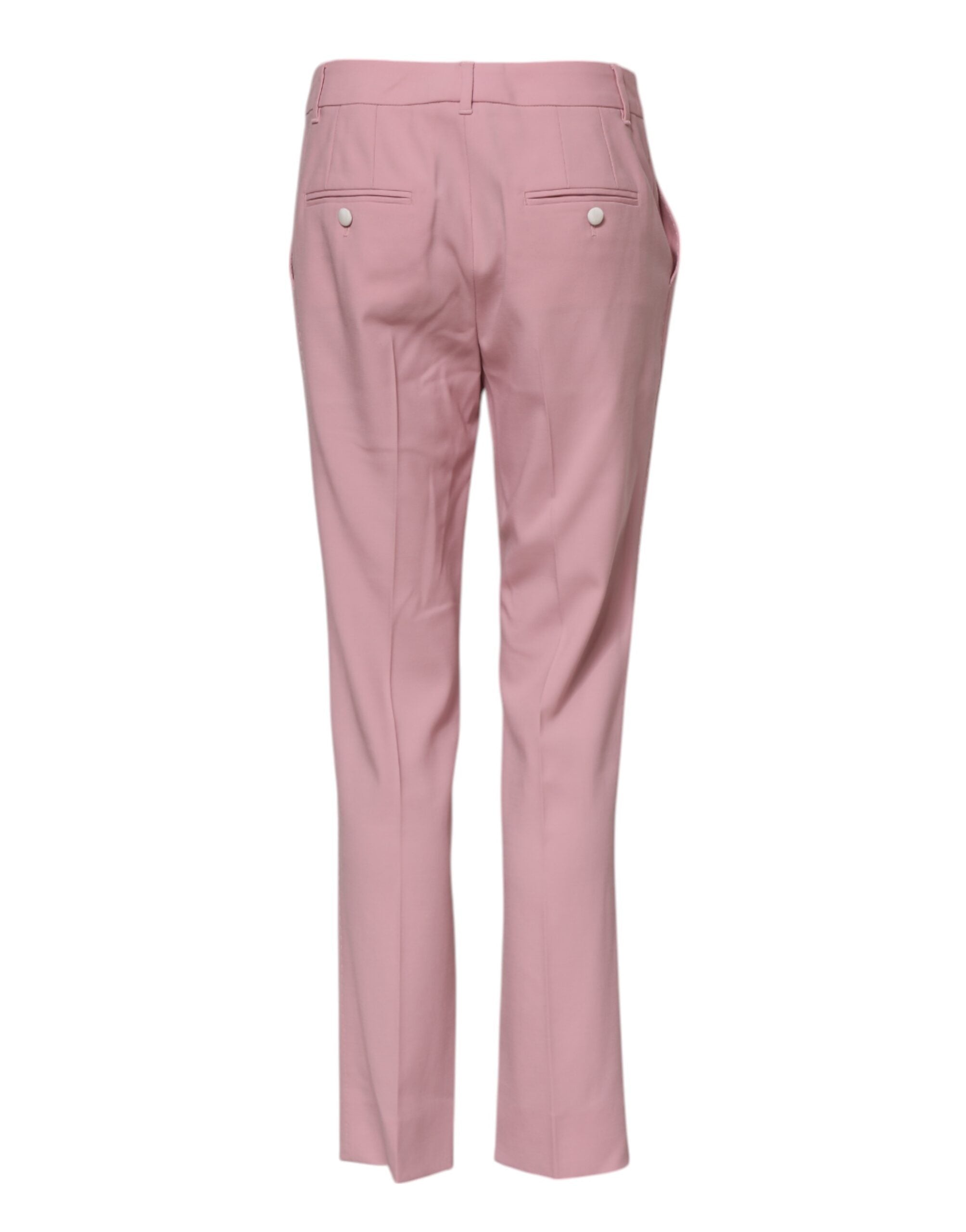 Pink Wool Mid Waist Tapered Pants
