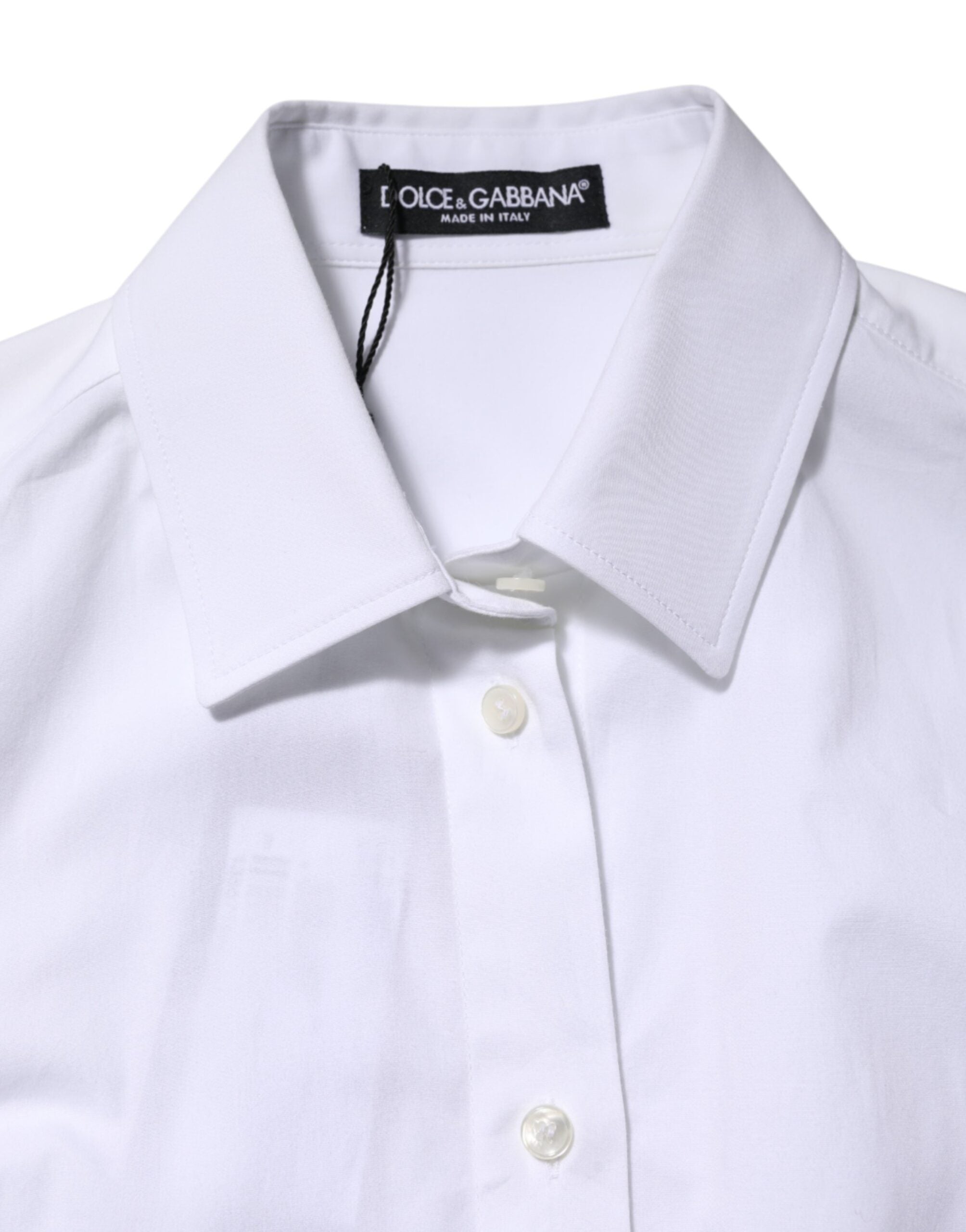 White Cotton Long Sleeves Collared Shirt Top