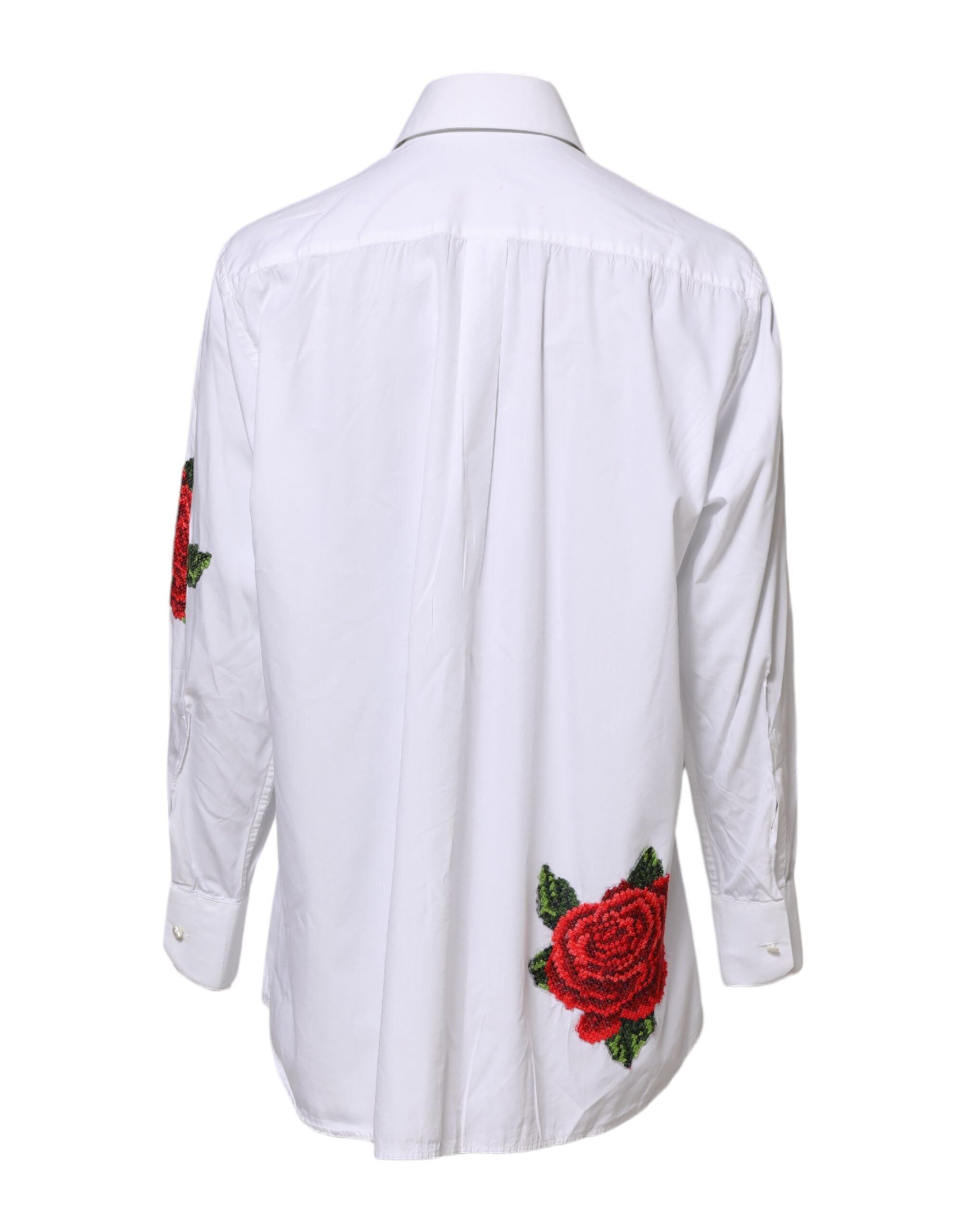 White Rose Embroidery Collared Shirt Top