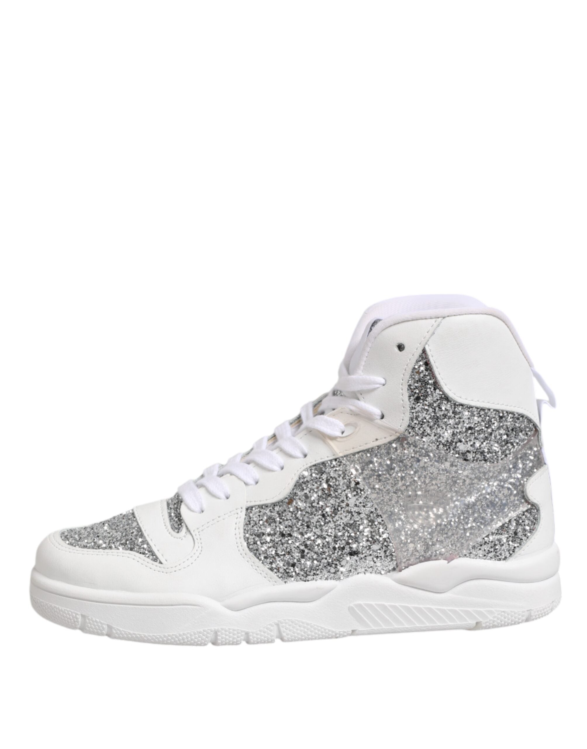 White Silver High Top Women Sneakers Shoes