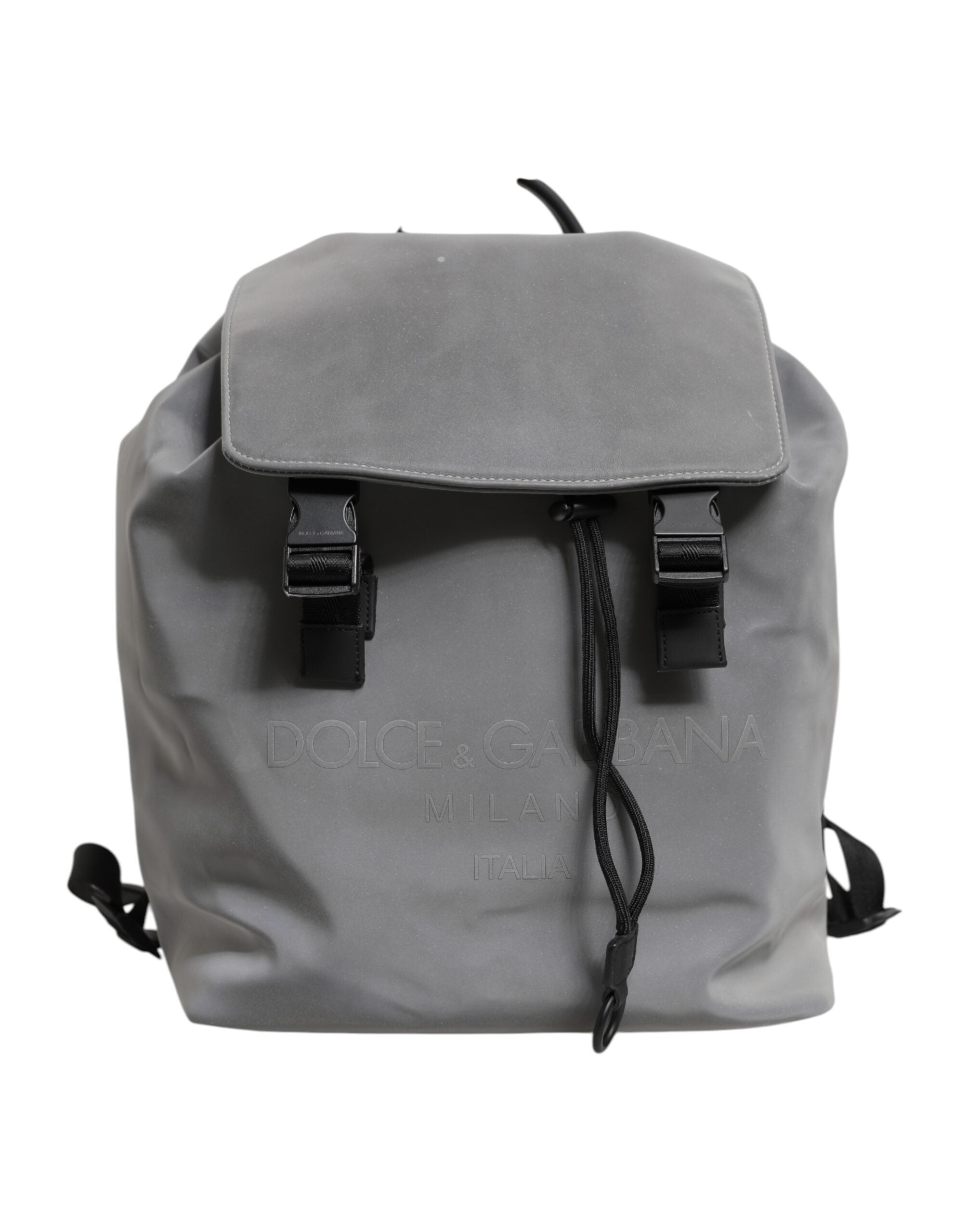Gray Palermo Reflector Buckles Drawstring Backpack Bag