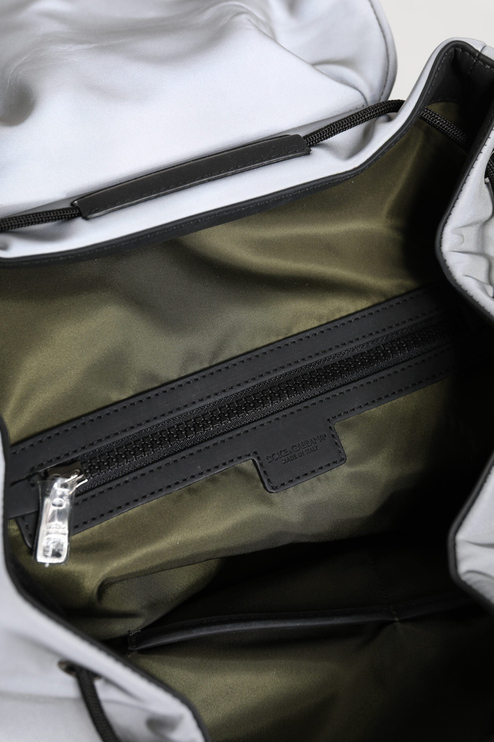 Gray Palermo Reflector Buckles Drawstring Backpack Bag