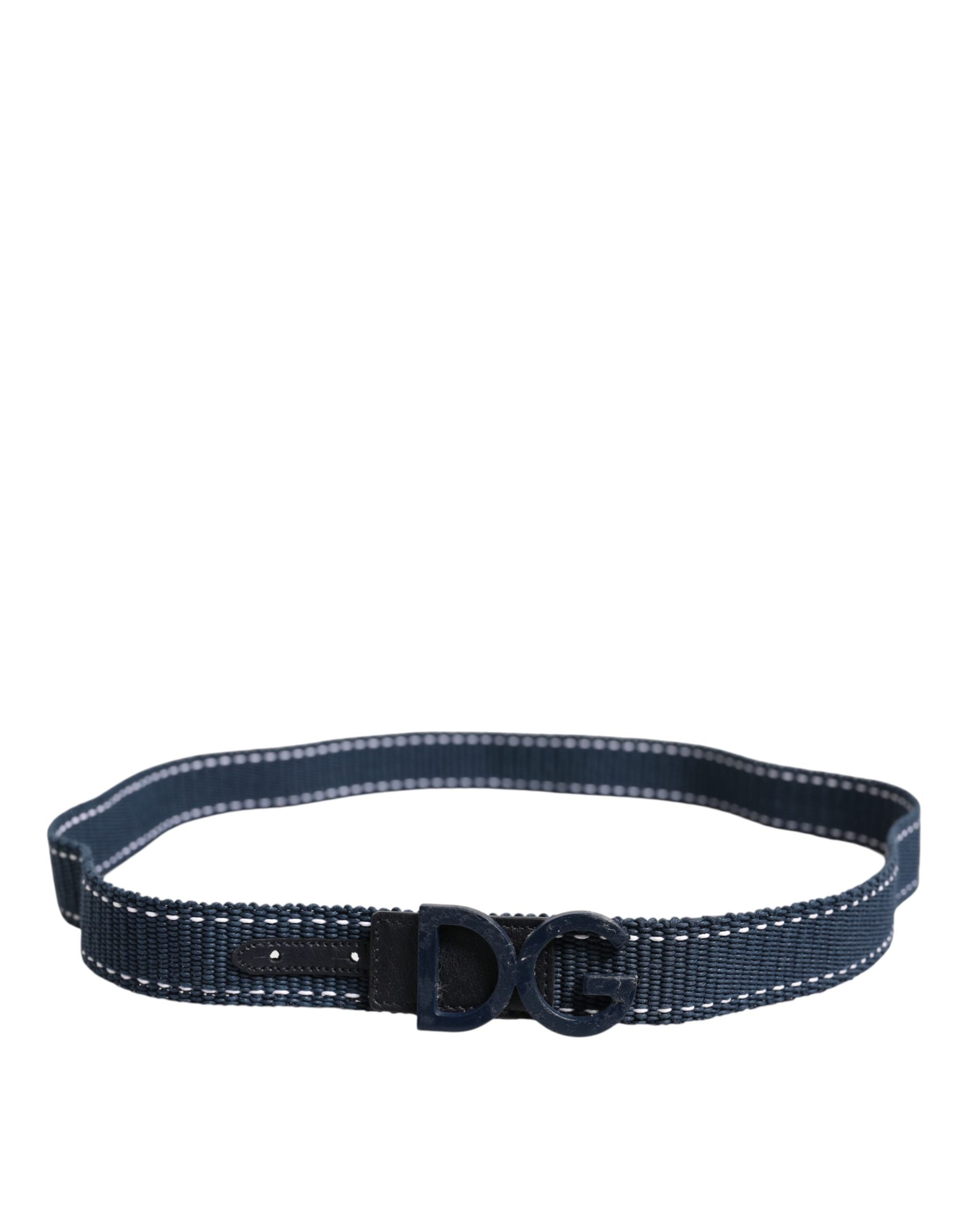 Blue White Cotton DG Logo Metal Buckle Belt