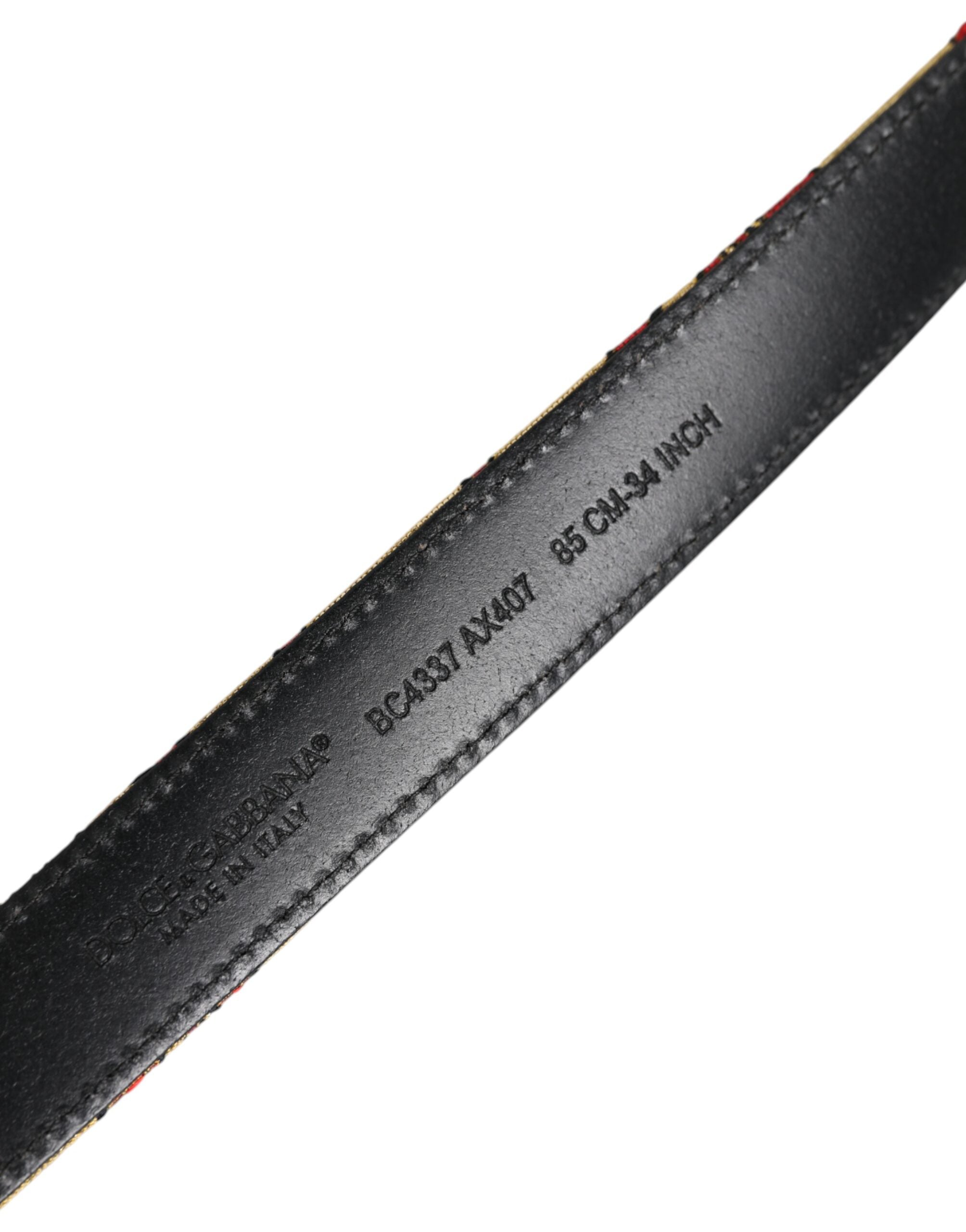 Gold Floral Jacquard Silver Metal Buckle Belt