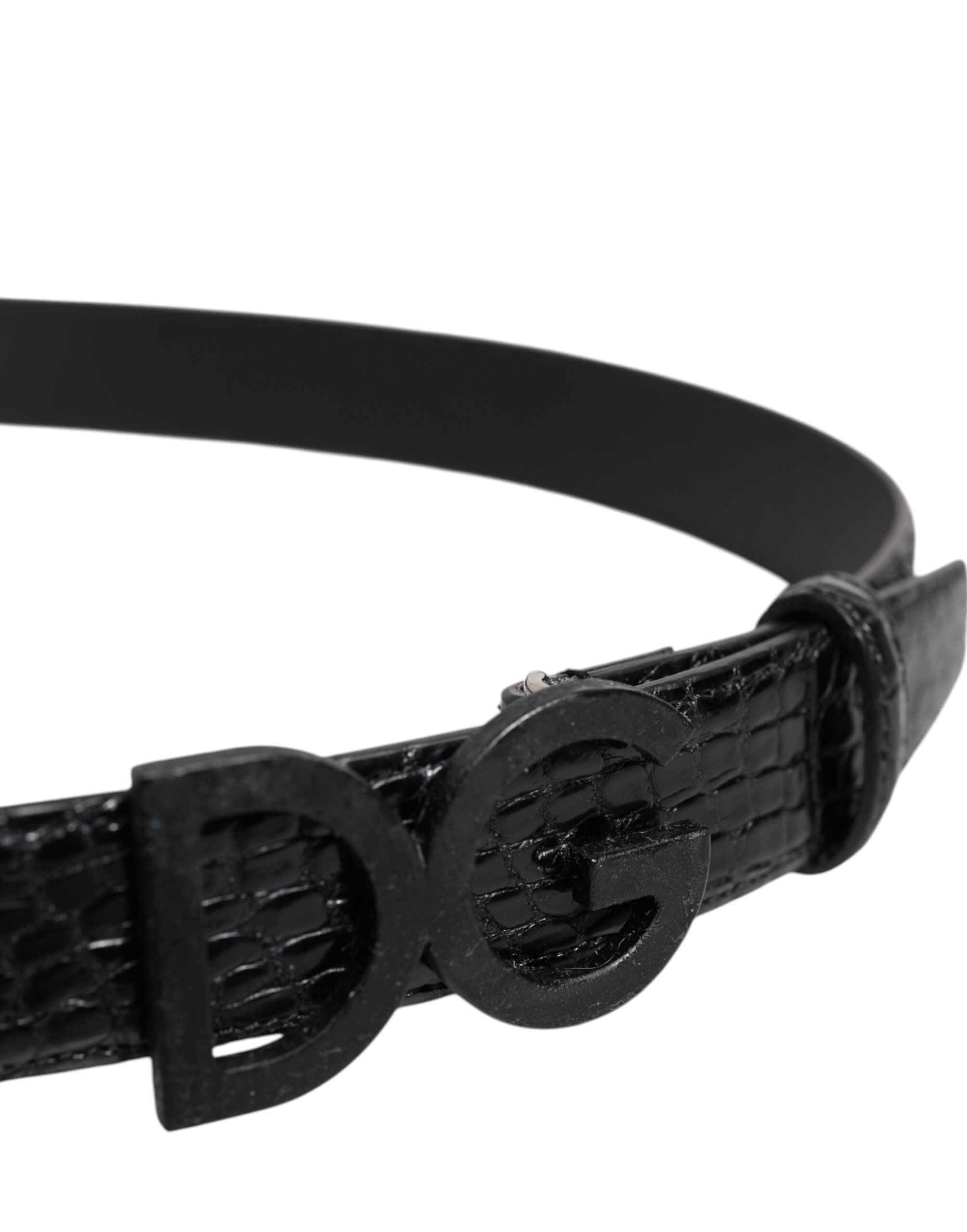 Black Leather Classic Metal DG Buckle Belt