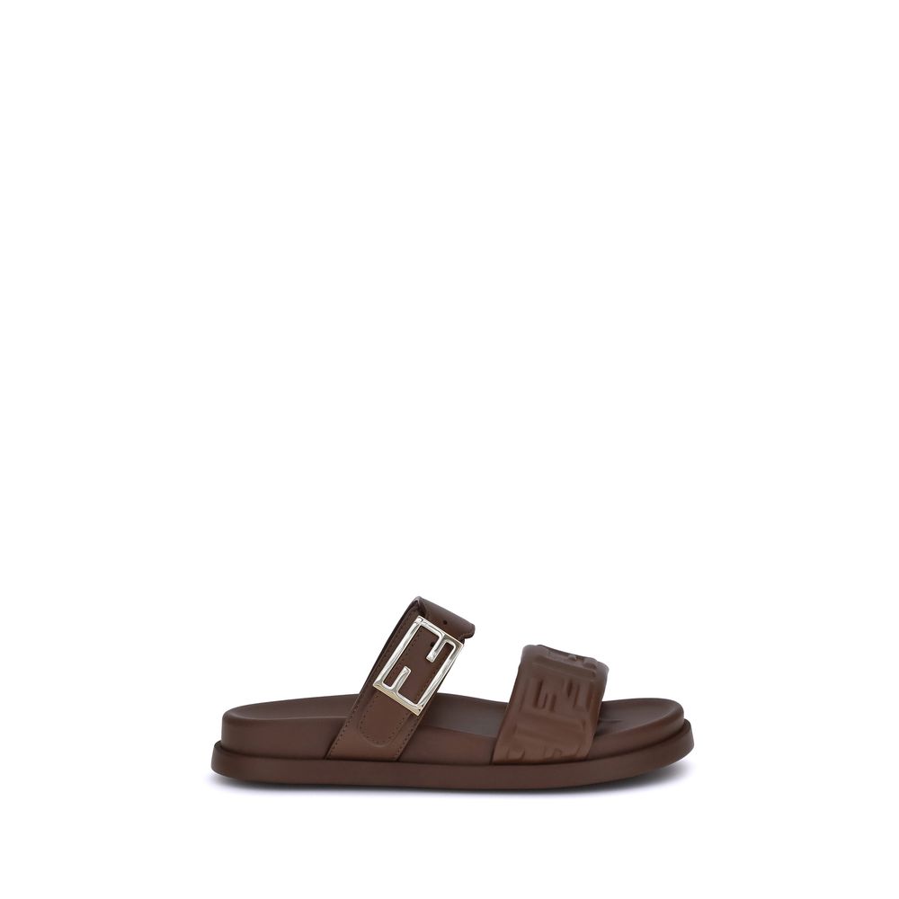 Brown Calf Leather Bos Taurus Flat Sandals