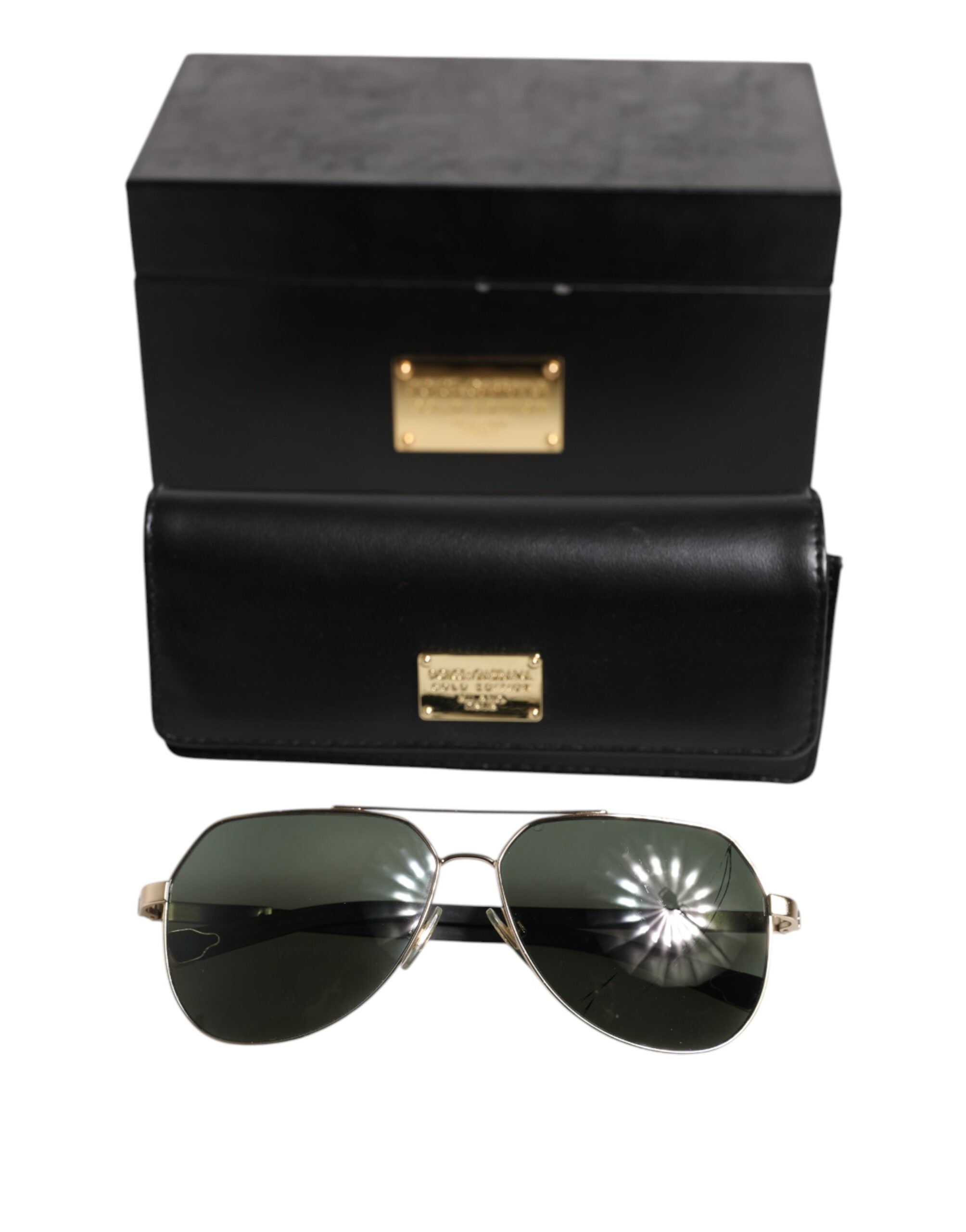 Black 18K Gold Plated Polarized Steel DG2133K Sunglasses
