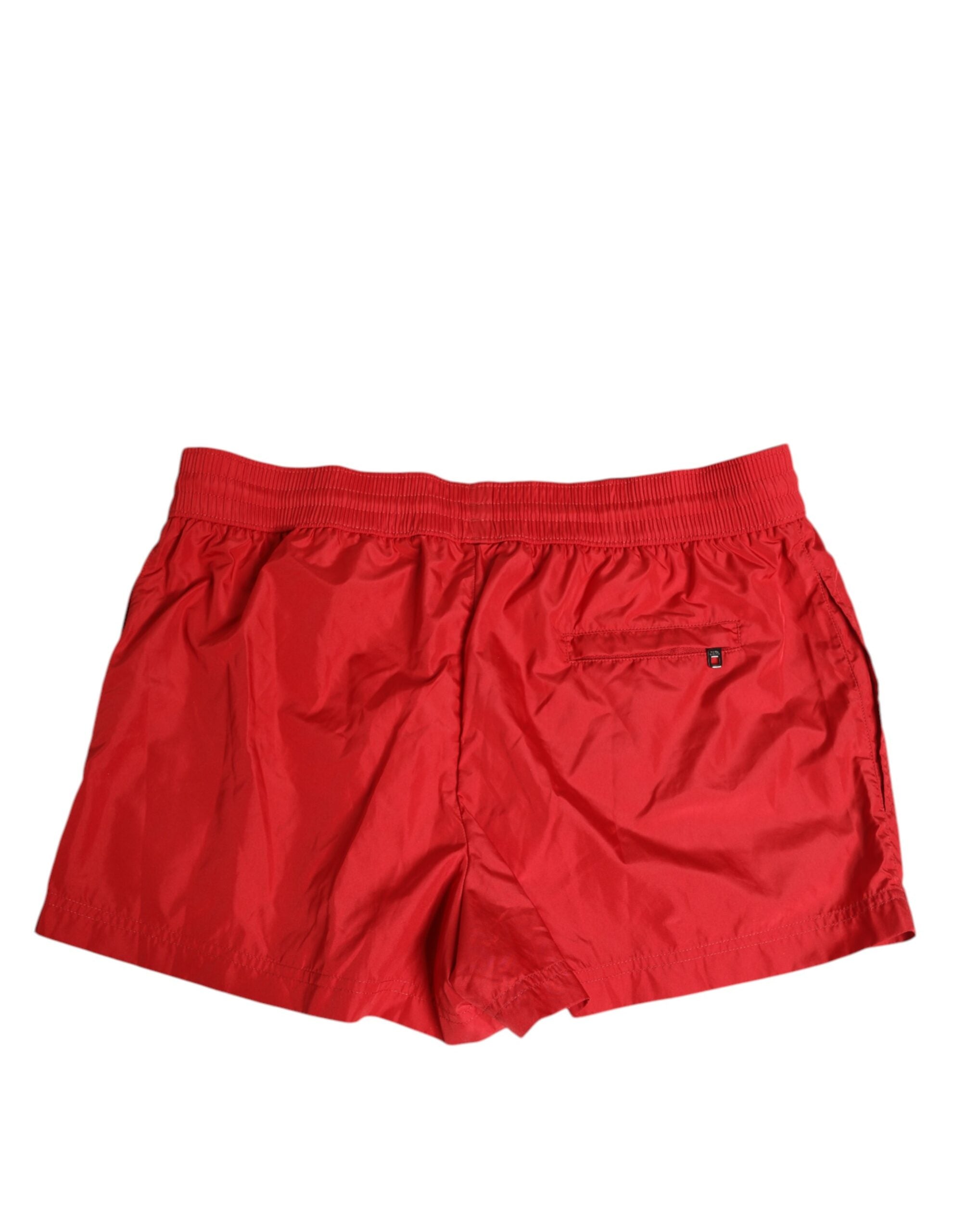 Red Drawstring Beachwear Men Shorts Swimwear