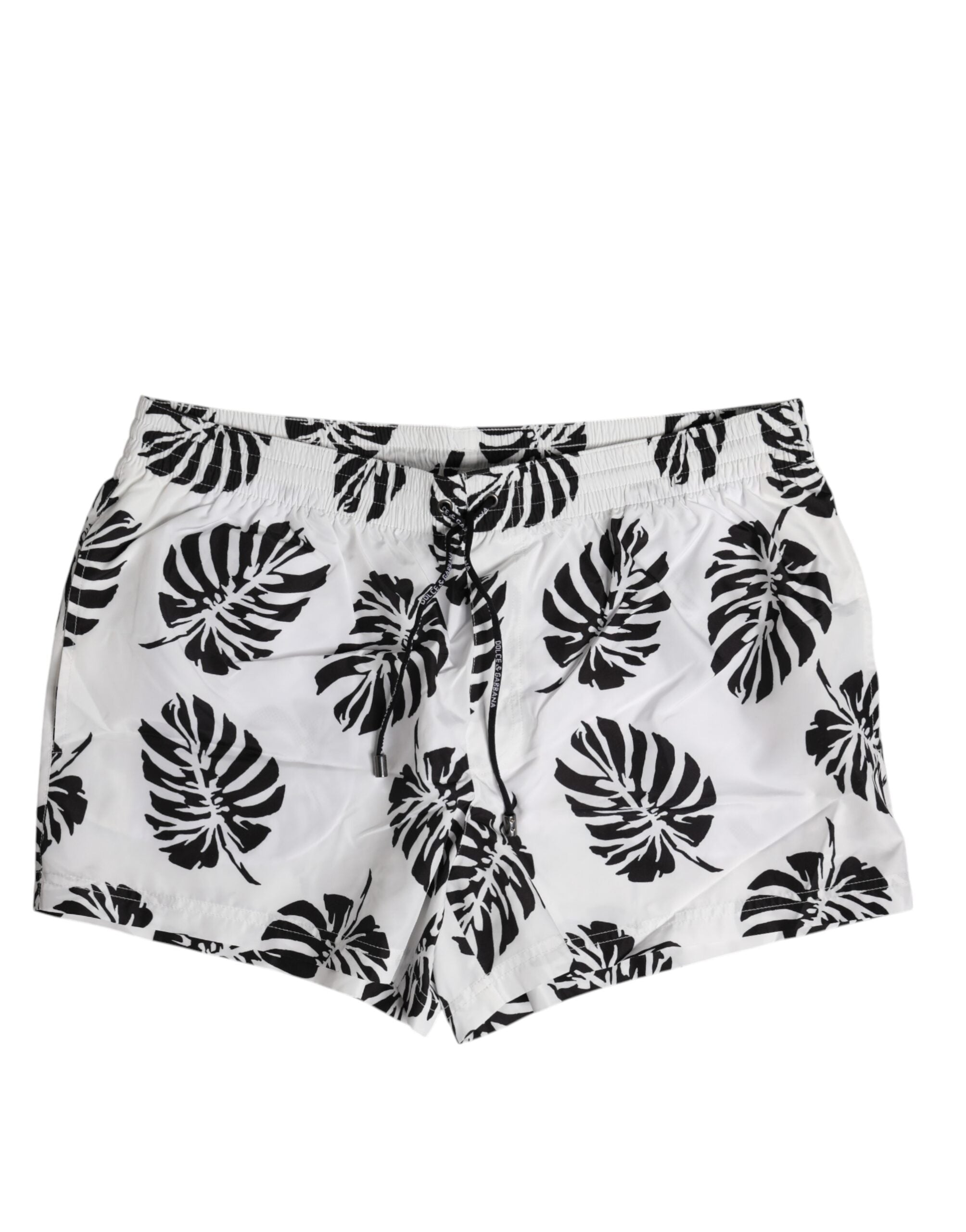 White Black Print Beachwear Shorts Swimwear
