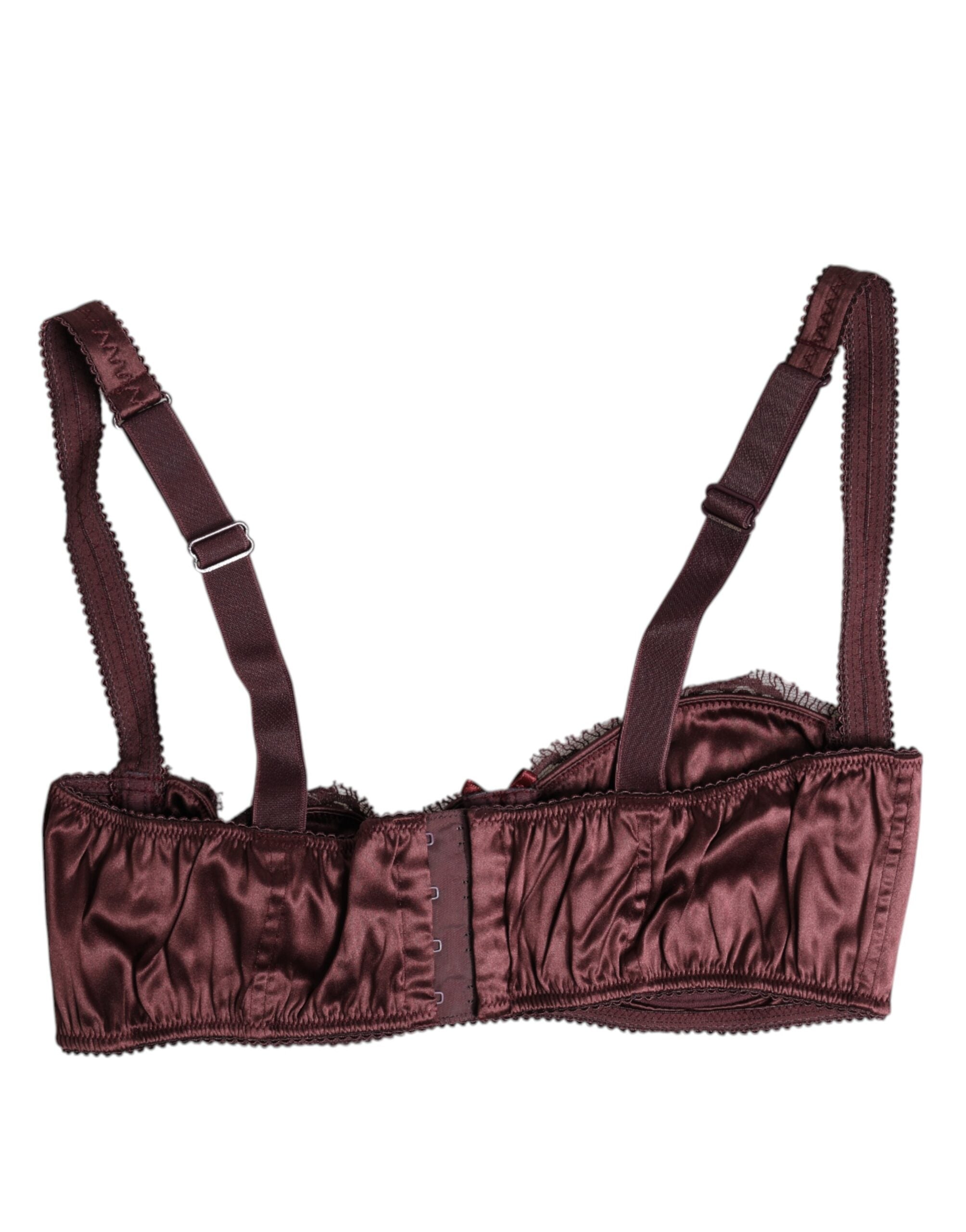 Burgundy Silk Underwired Balconette Bra Underwear