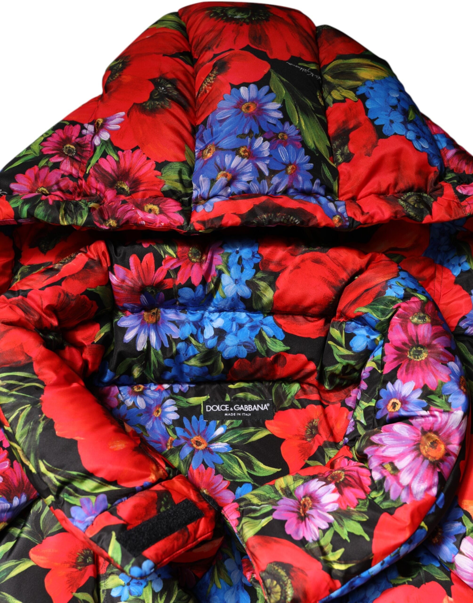 Multicolor Floral Hooded Puffer Coat Jacket