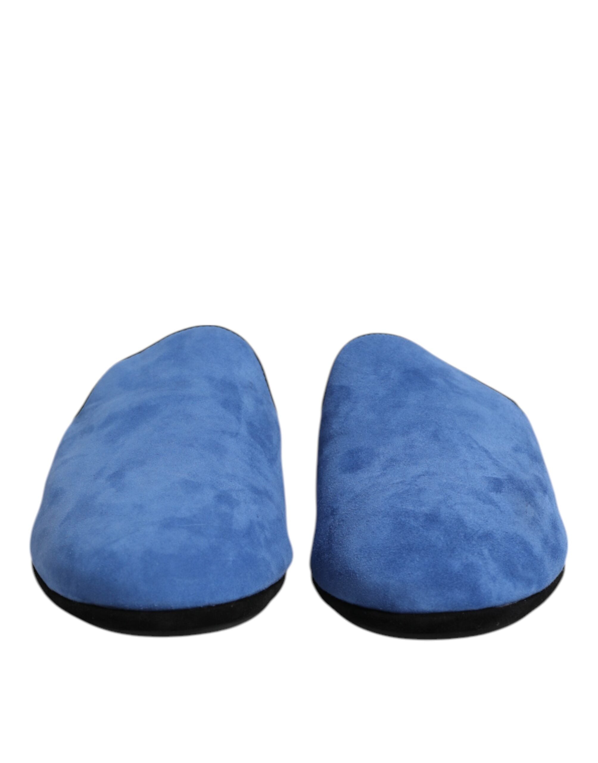 Blue Suede Capra Slides Flat Slipper Shoes