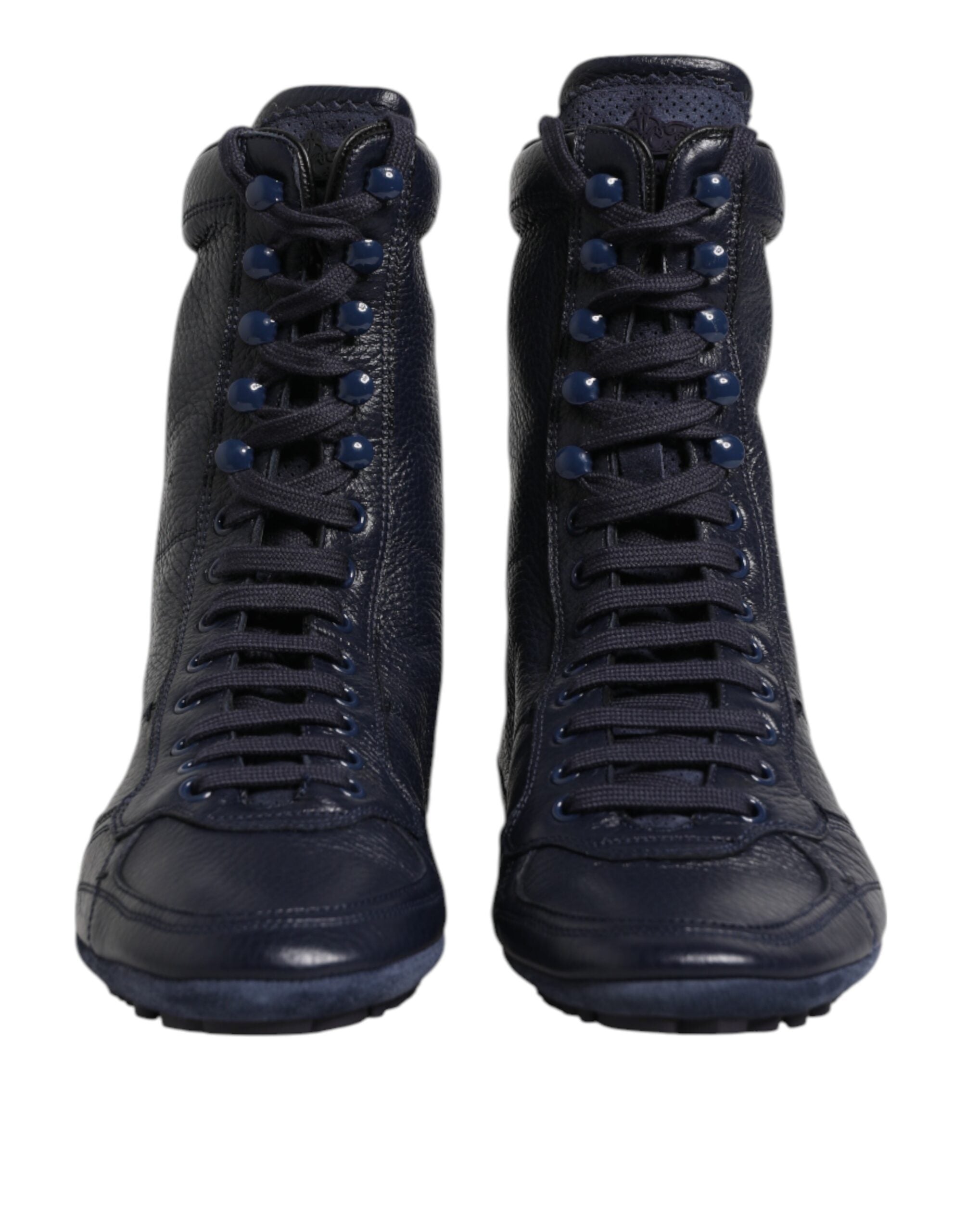 Dark Blue Leather KING High Top Sneakers Shoes