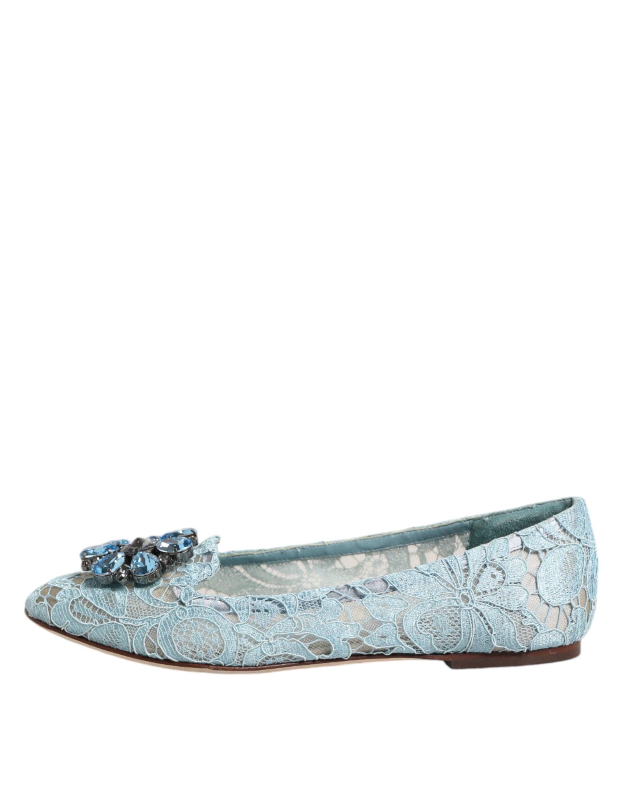 Blue Lace Crystal Ballet Flats Loafers Shoes