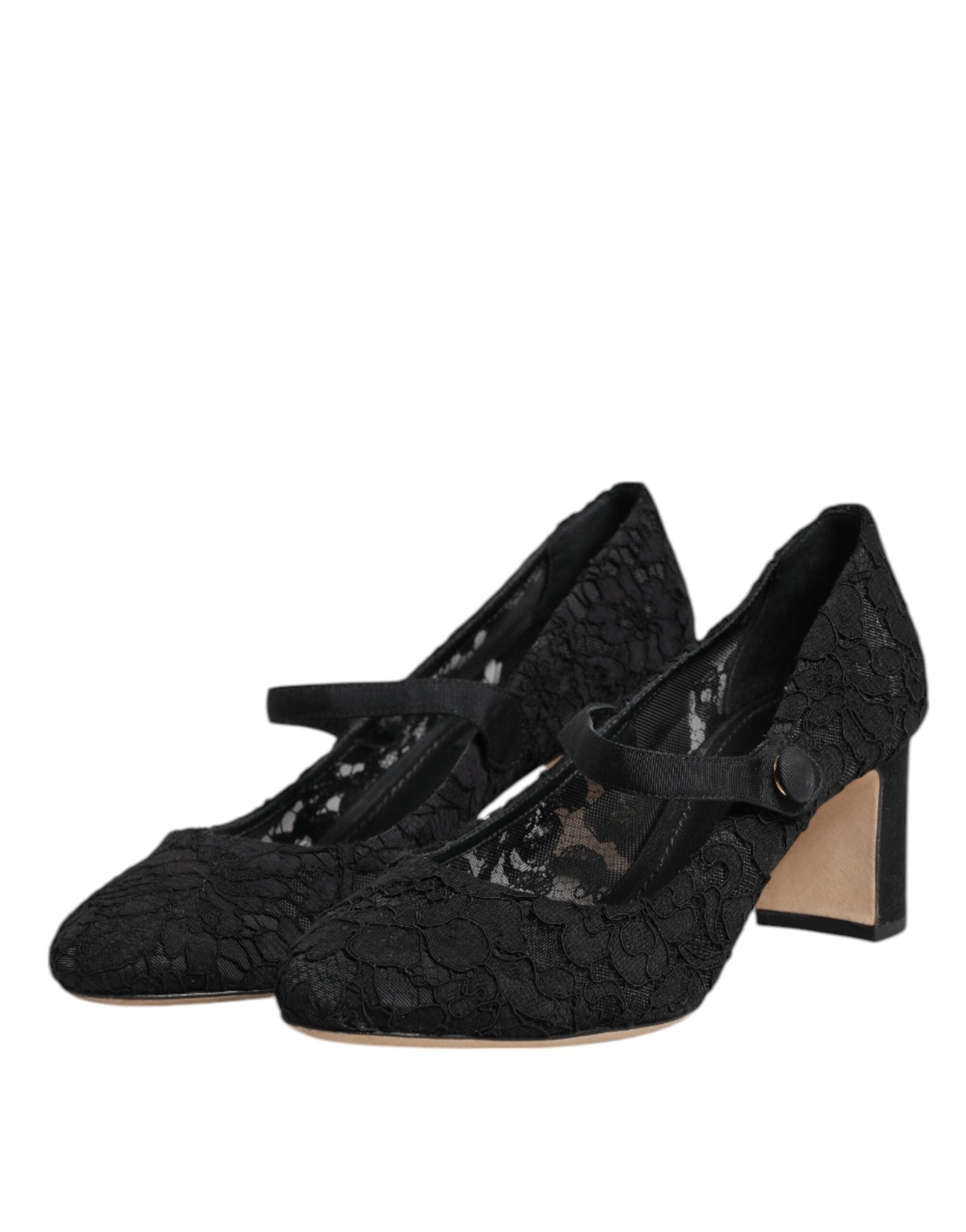 Black Mary Jane Taormina Lace Pumps Shoes