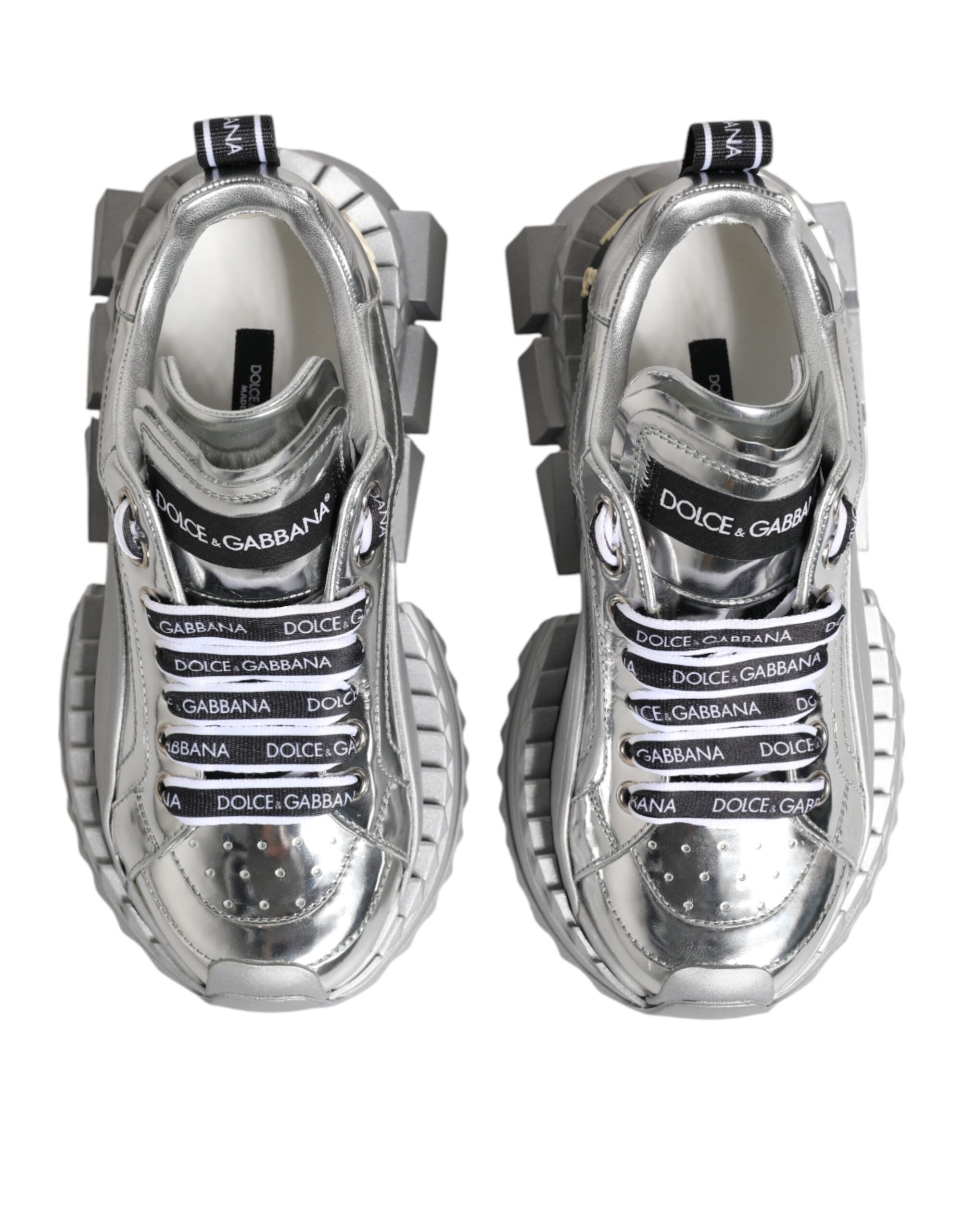 Silver Leather Super Queen Sneakers Shoes