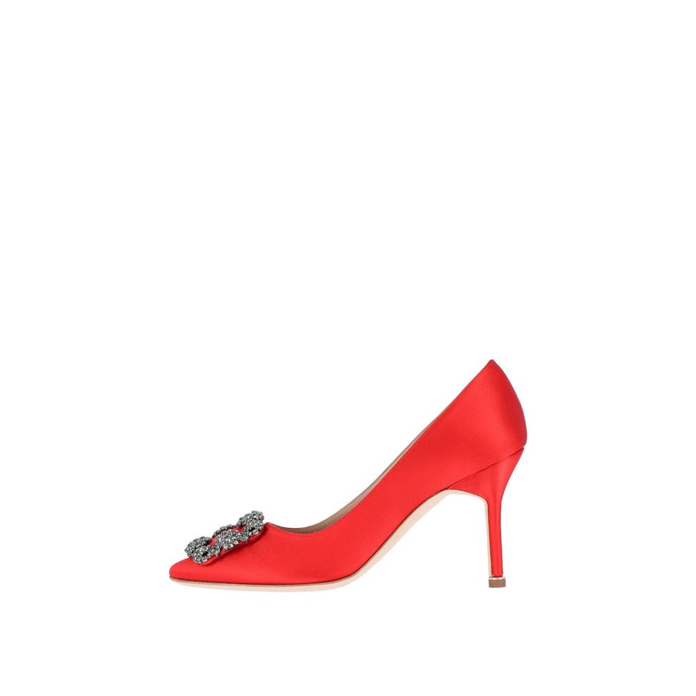 Red Silk High Heel Pumps