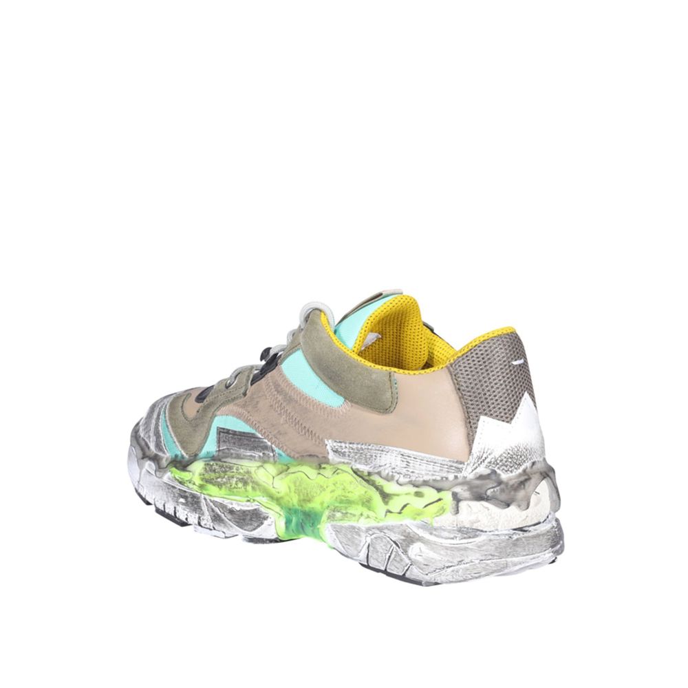 Green Fabric Chunky Sneakers