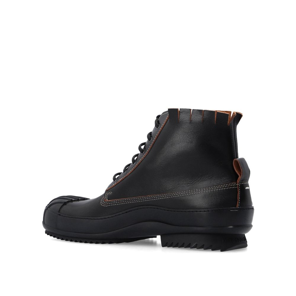 Black Calfskin Lace-Up Boots