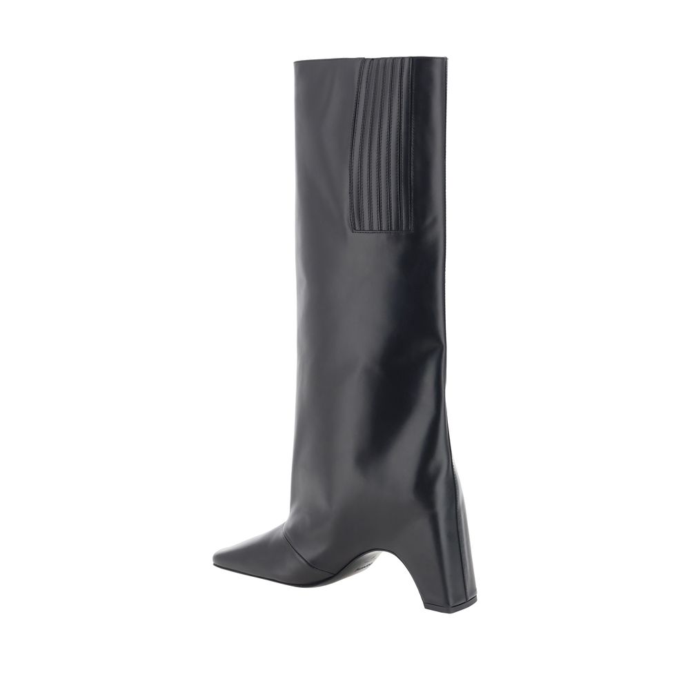 Black Calf Leather Bos Taurus High Heel Boots