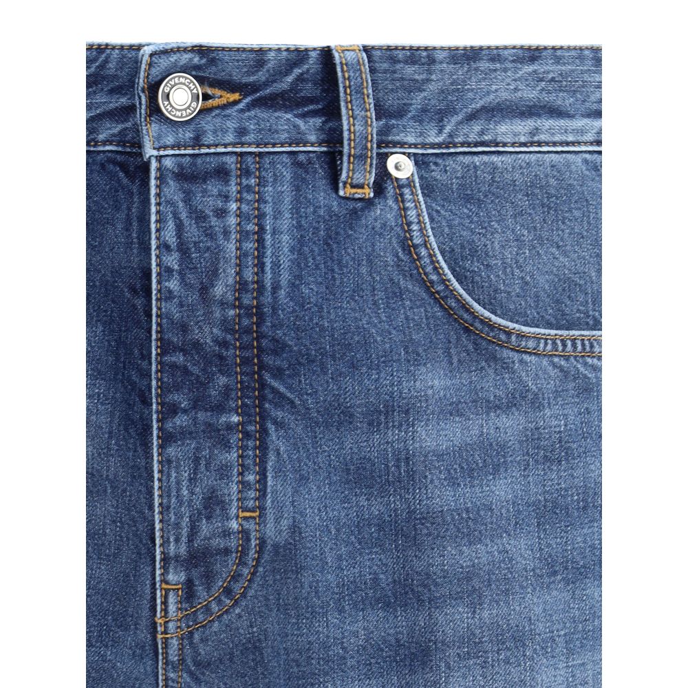 Blue Cotton Straight-Leg Jeans