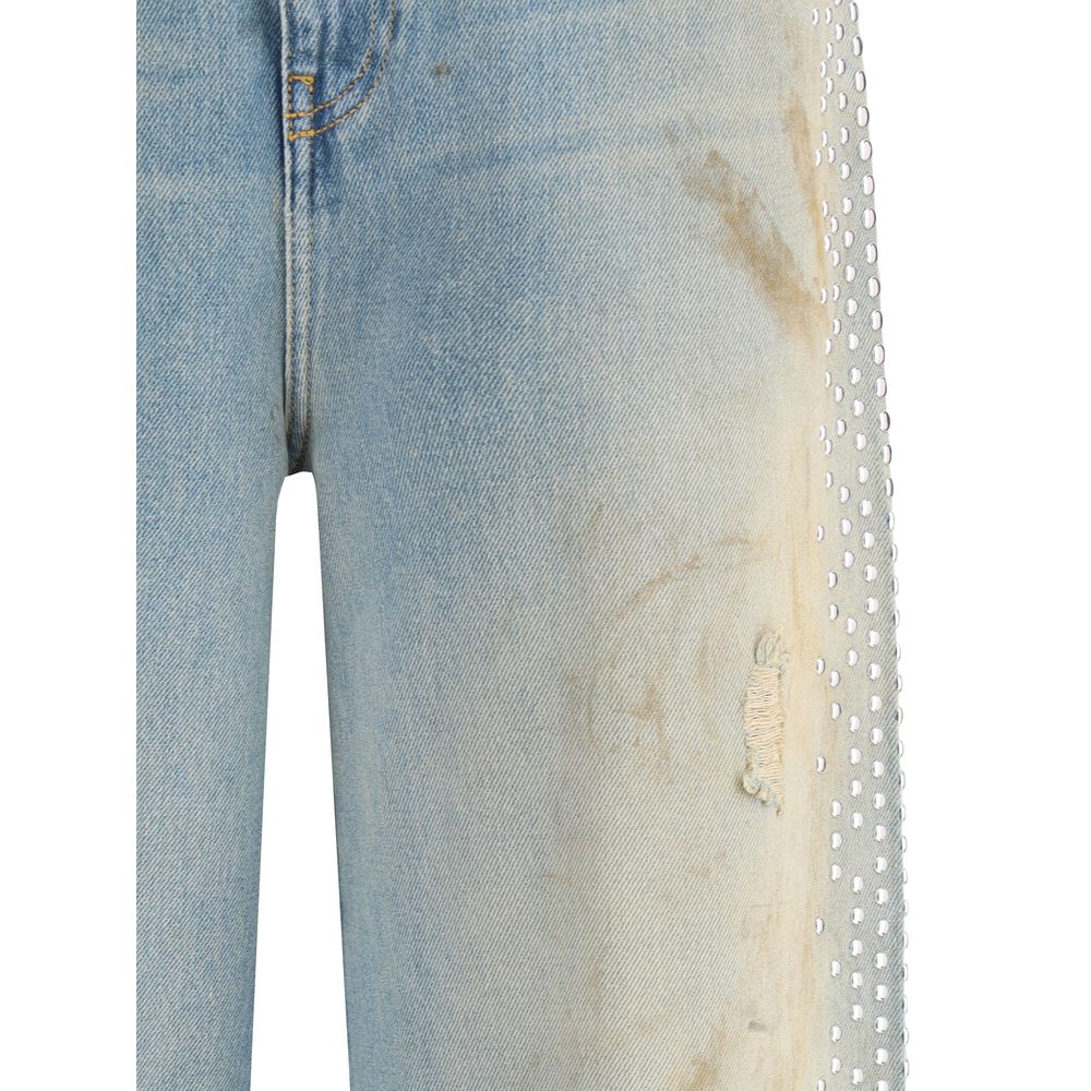 Light Blue Cotton Boyfriend Jeans