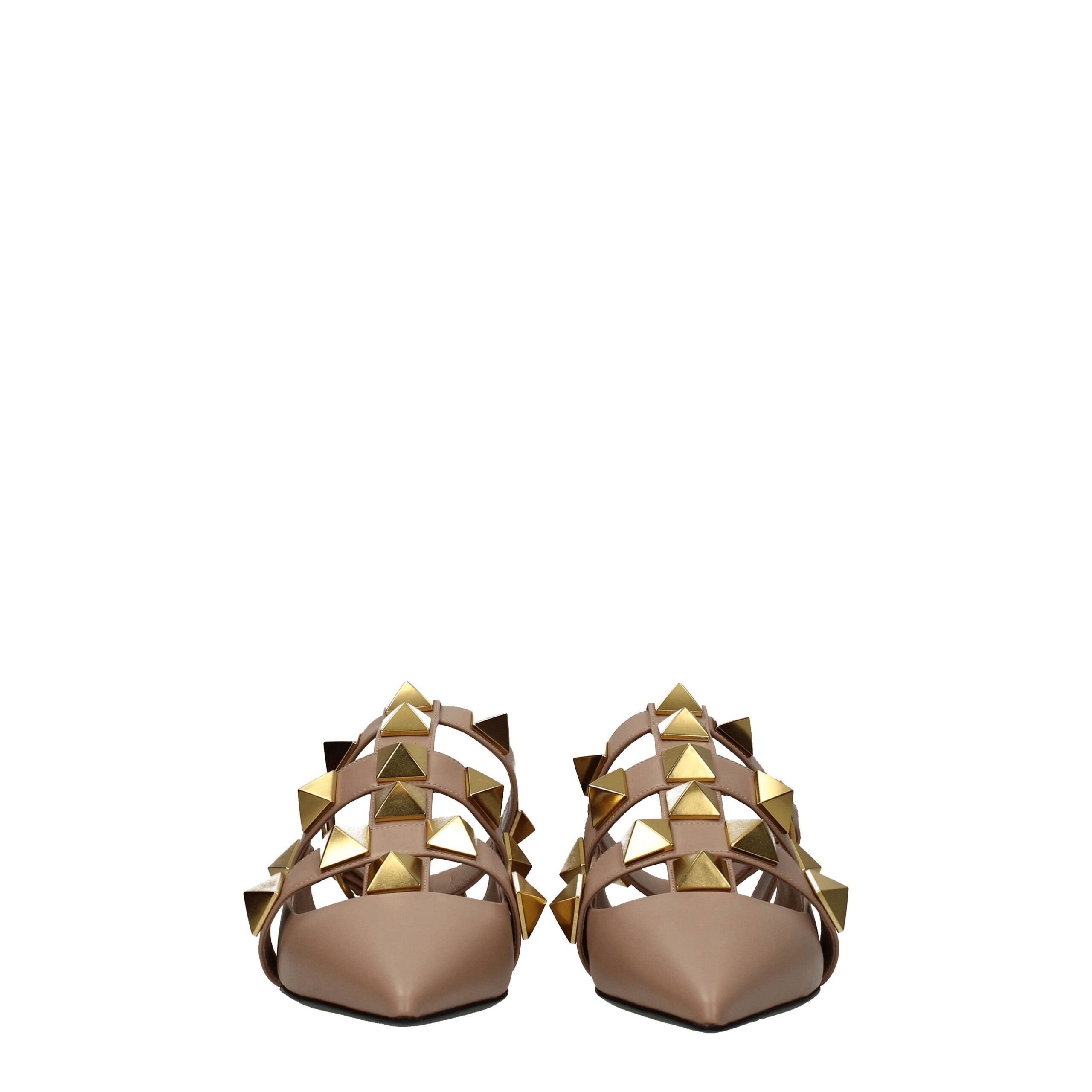 Pink Leather Flat Sandals