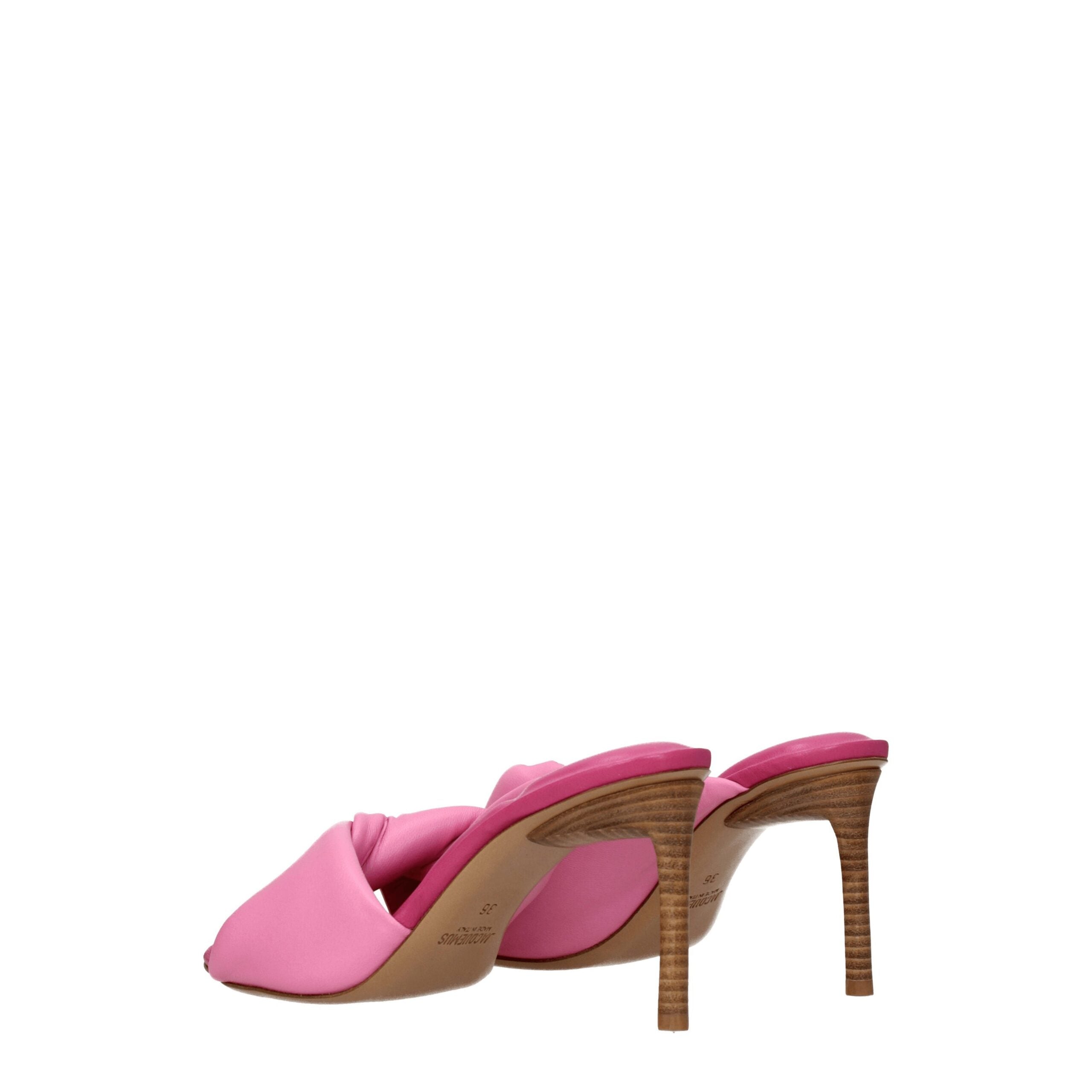 Pink Leather Stiletto Heel Sandals