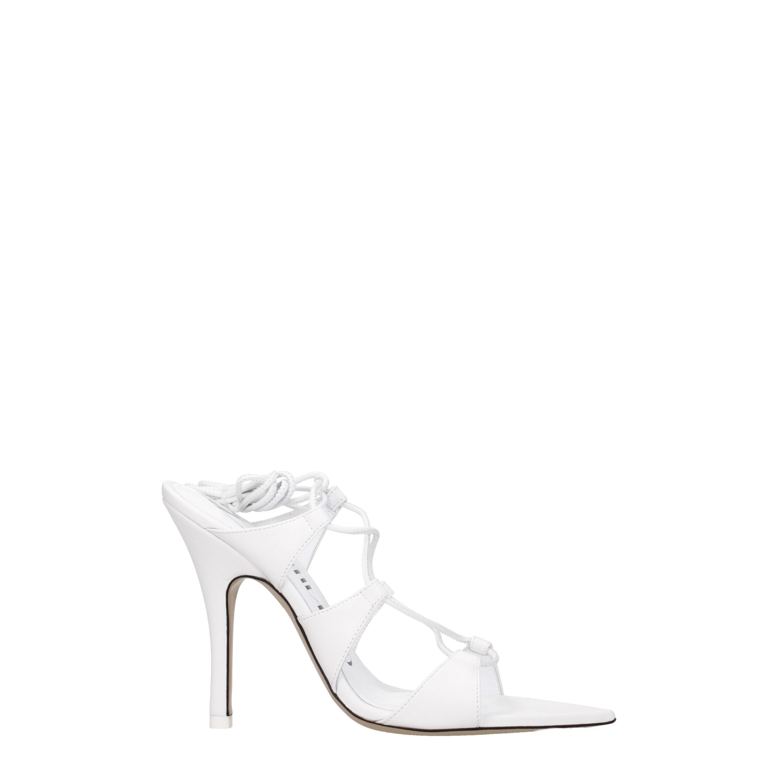 White Leather Stiletto Heel Sandals