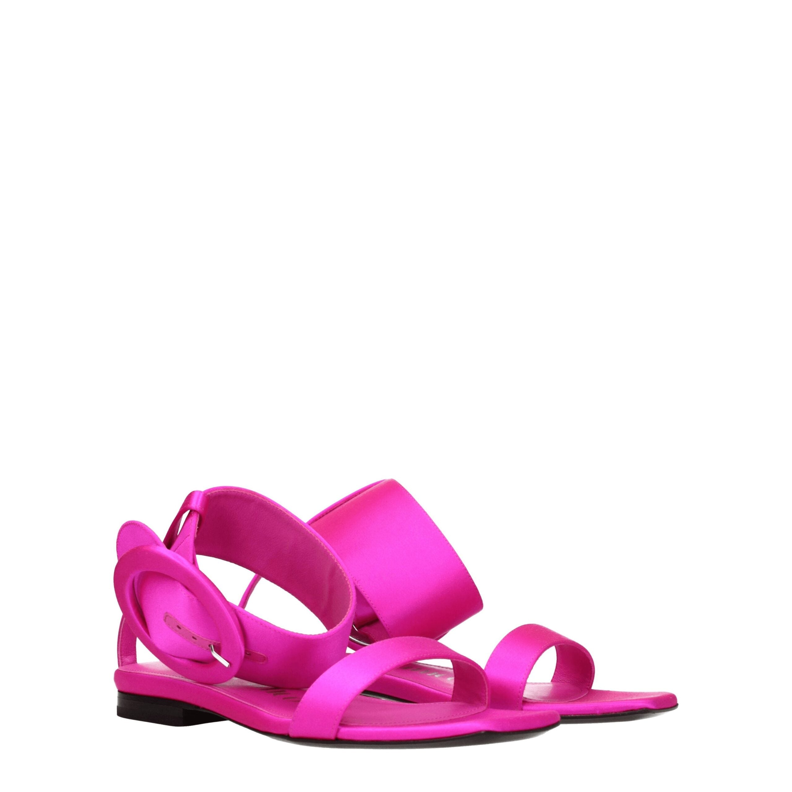 Pink Satin Flat Sandals