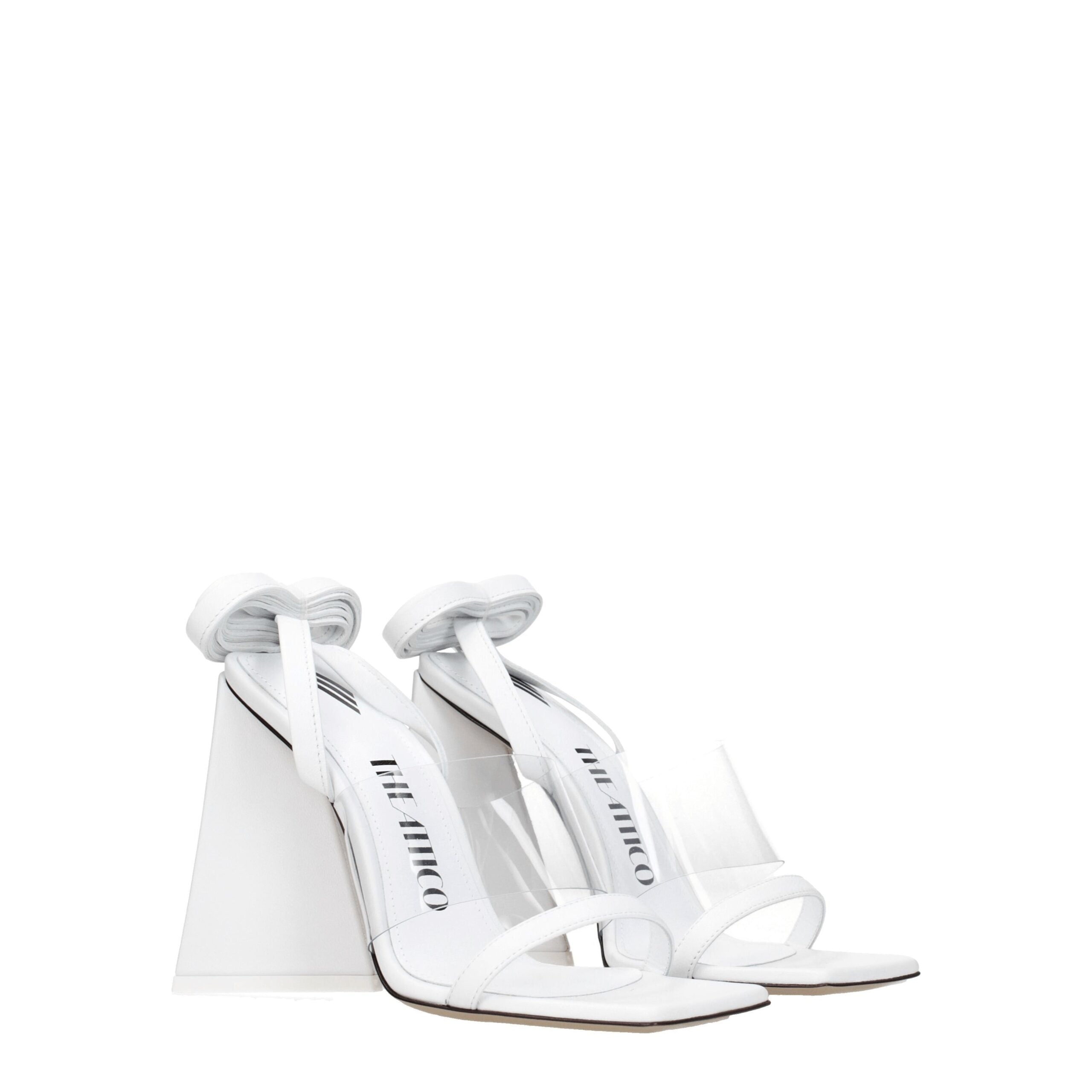 White Leather Stiletto Heel Sandals