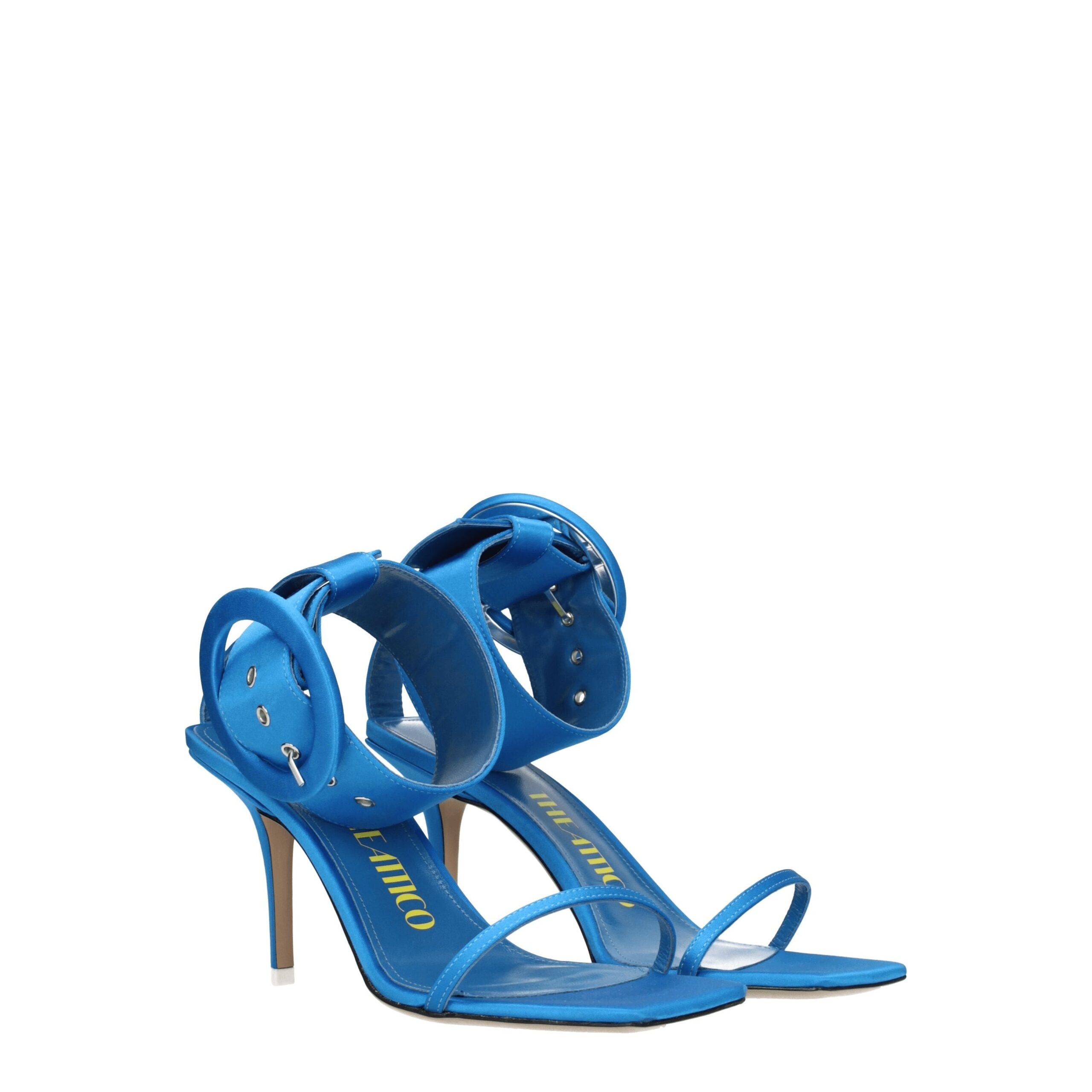 Light Blue Satin Stiletto Heel Sandals