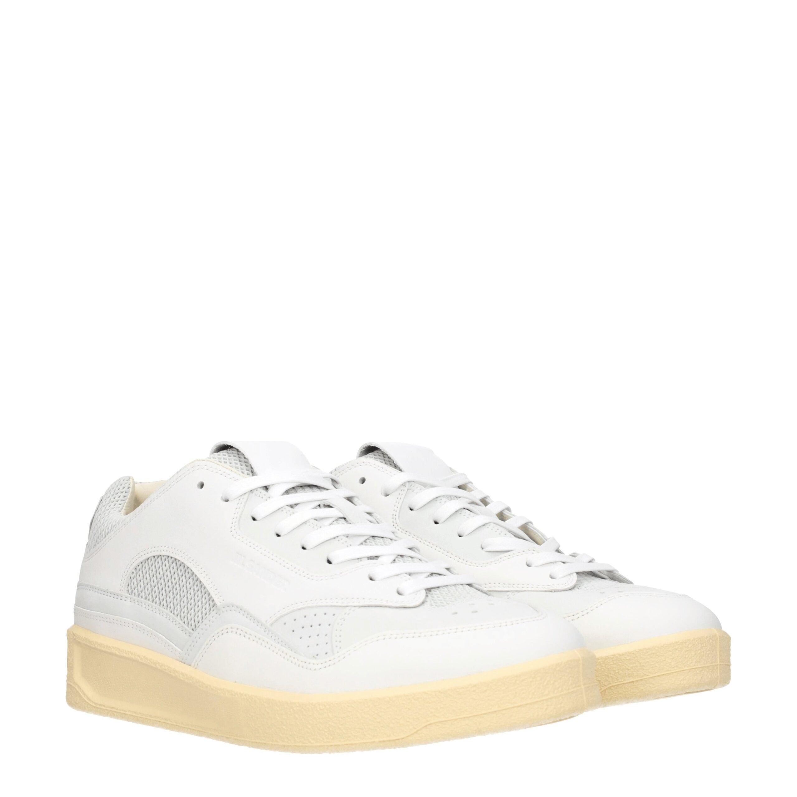 White Leather Low Top Sneakers