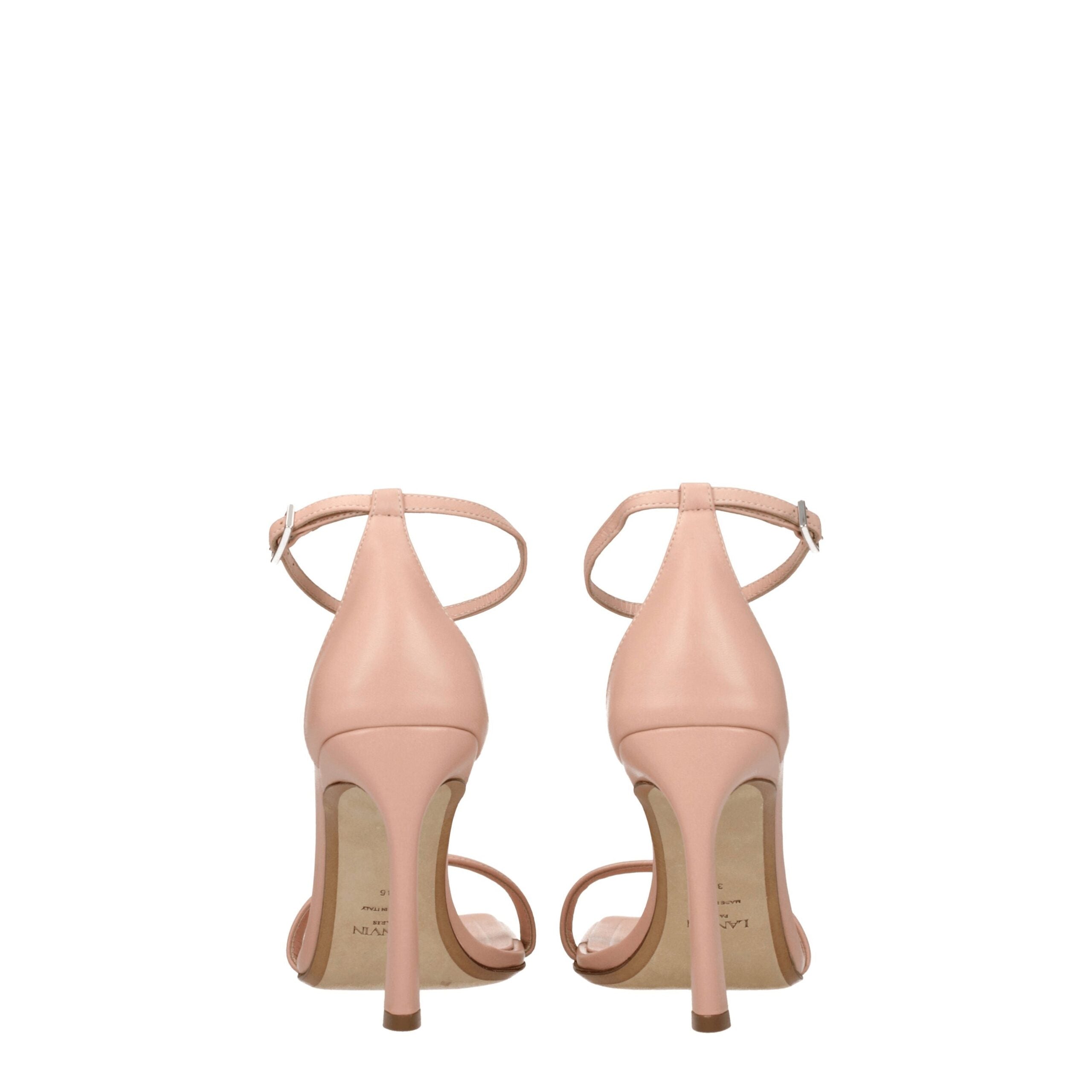 Pink Leather Stiletto Heel Sandals