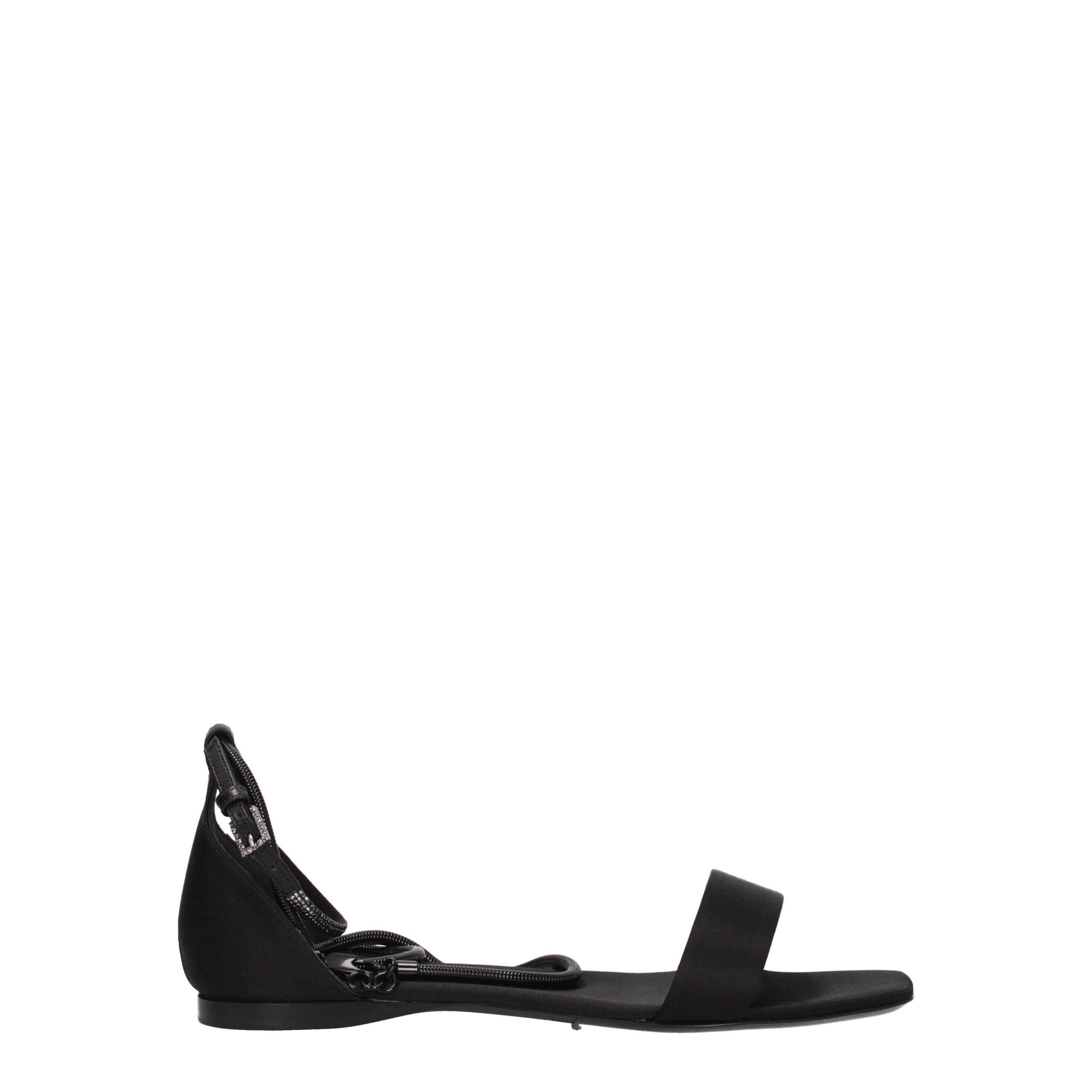 Black Satin Sandals