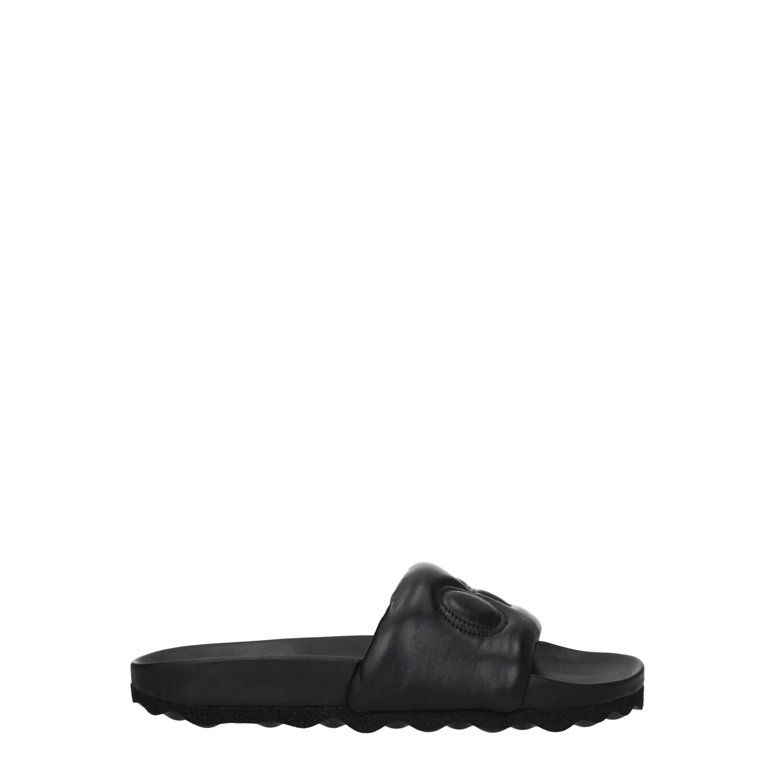 Black Leather Slippers