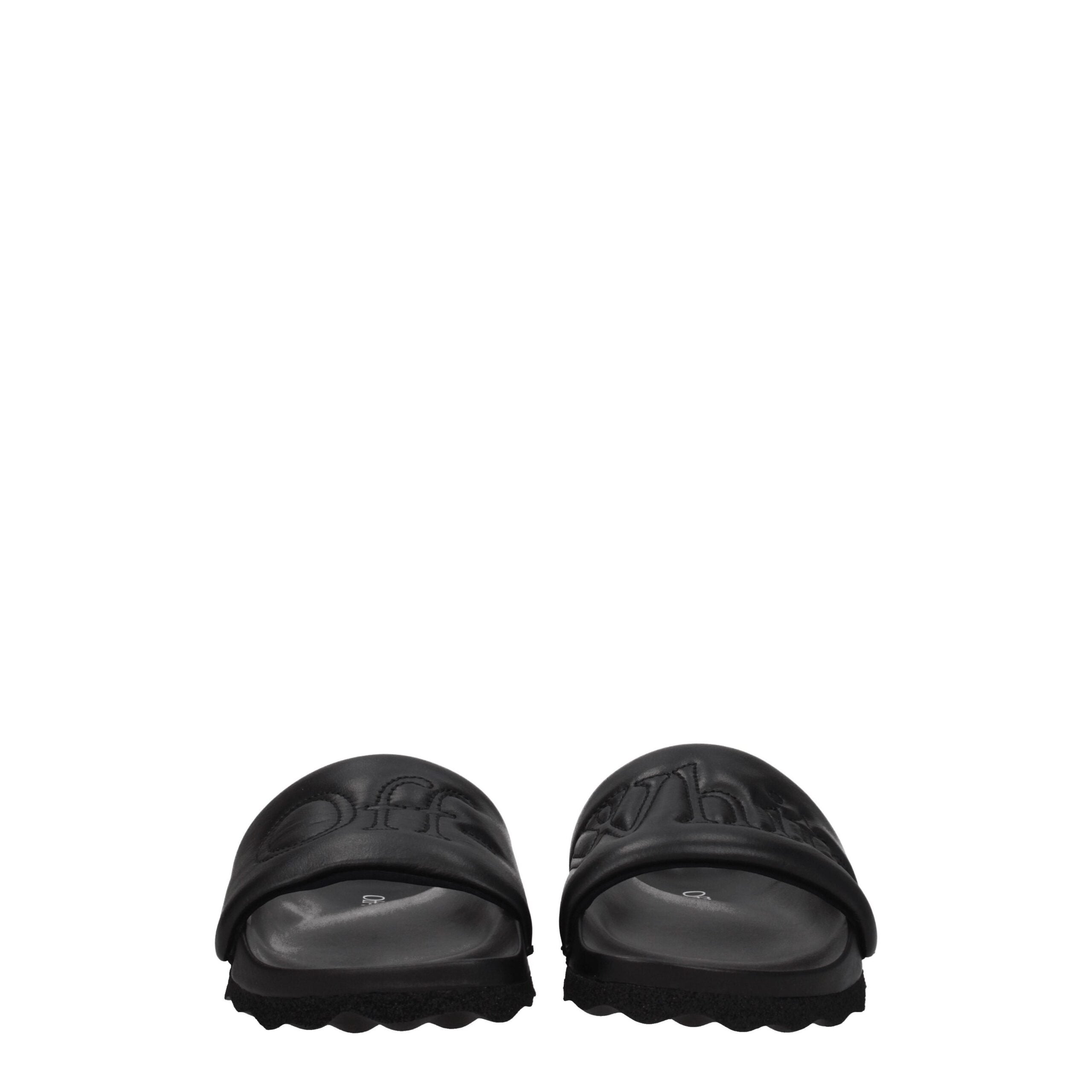 Black Leather Slippers