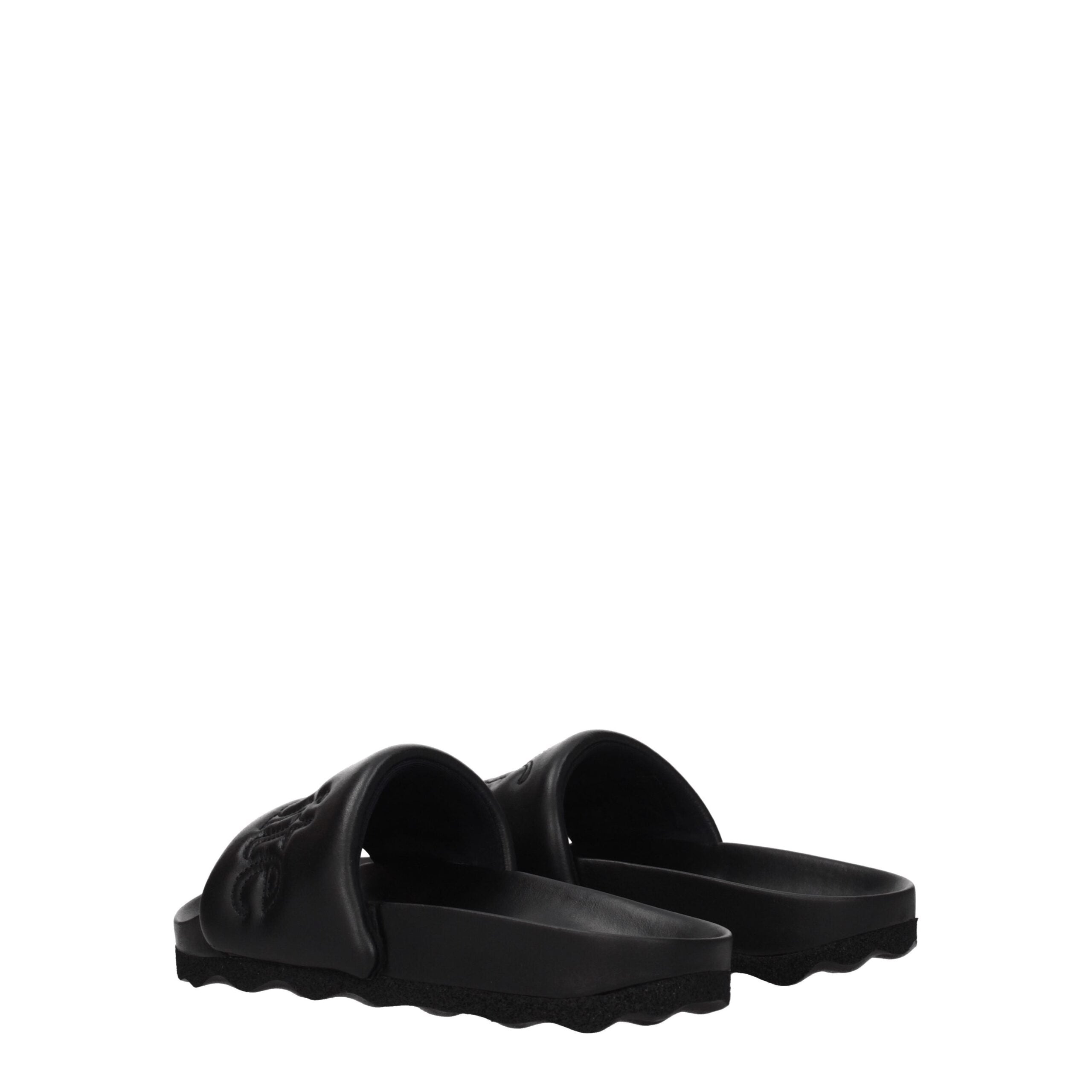 Black Leather Slippers