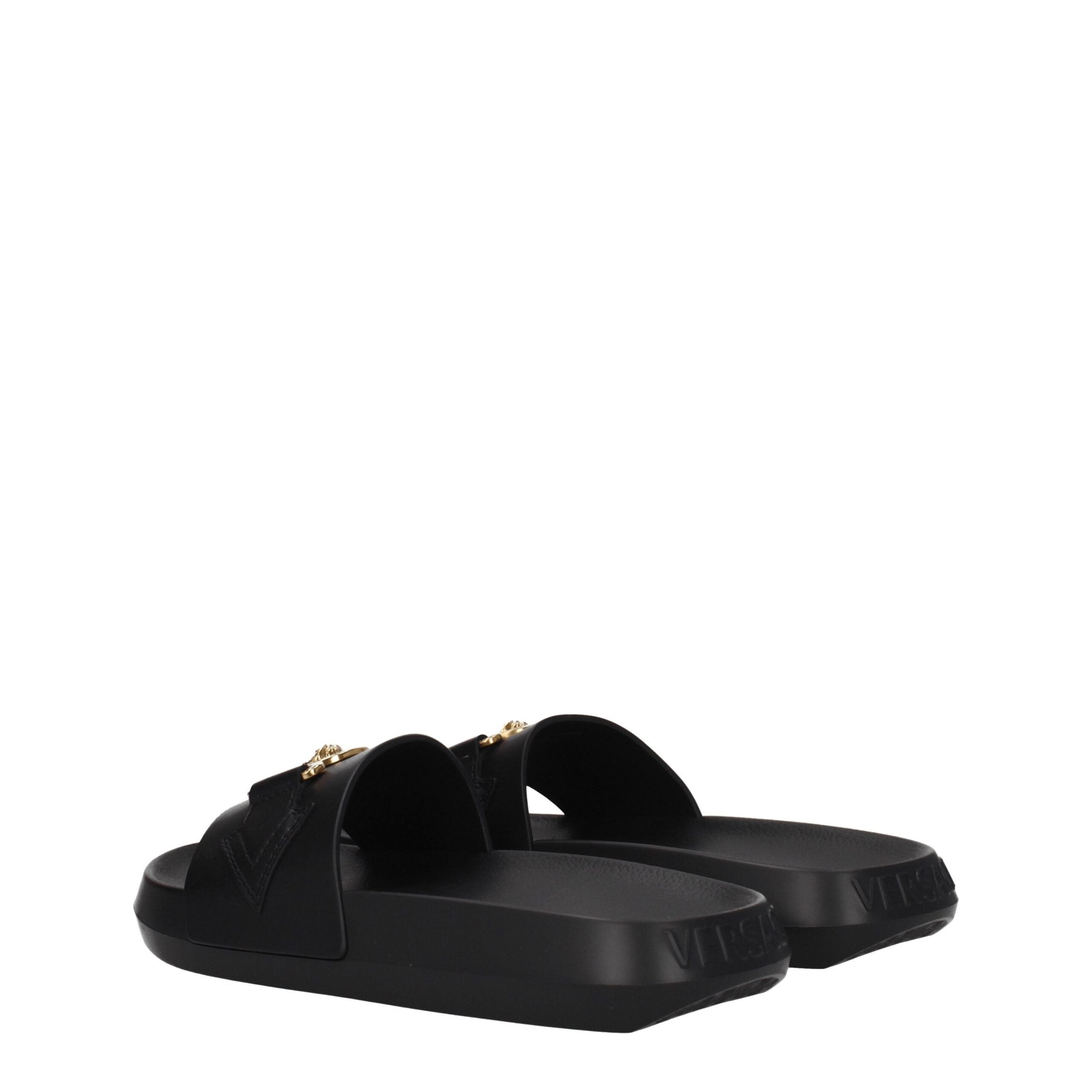 Black Leather Slippers