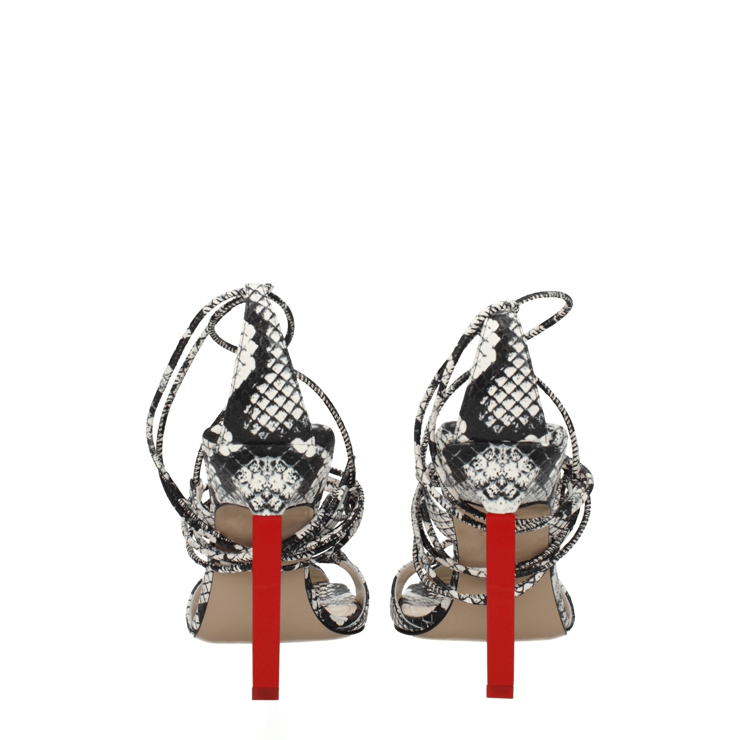 White Leather Stiletto Heel Sandals