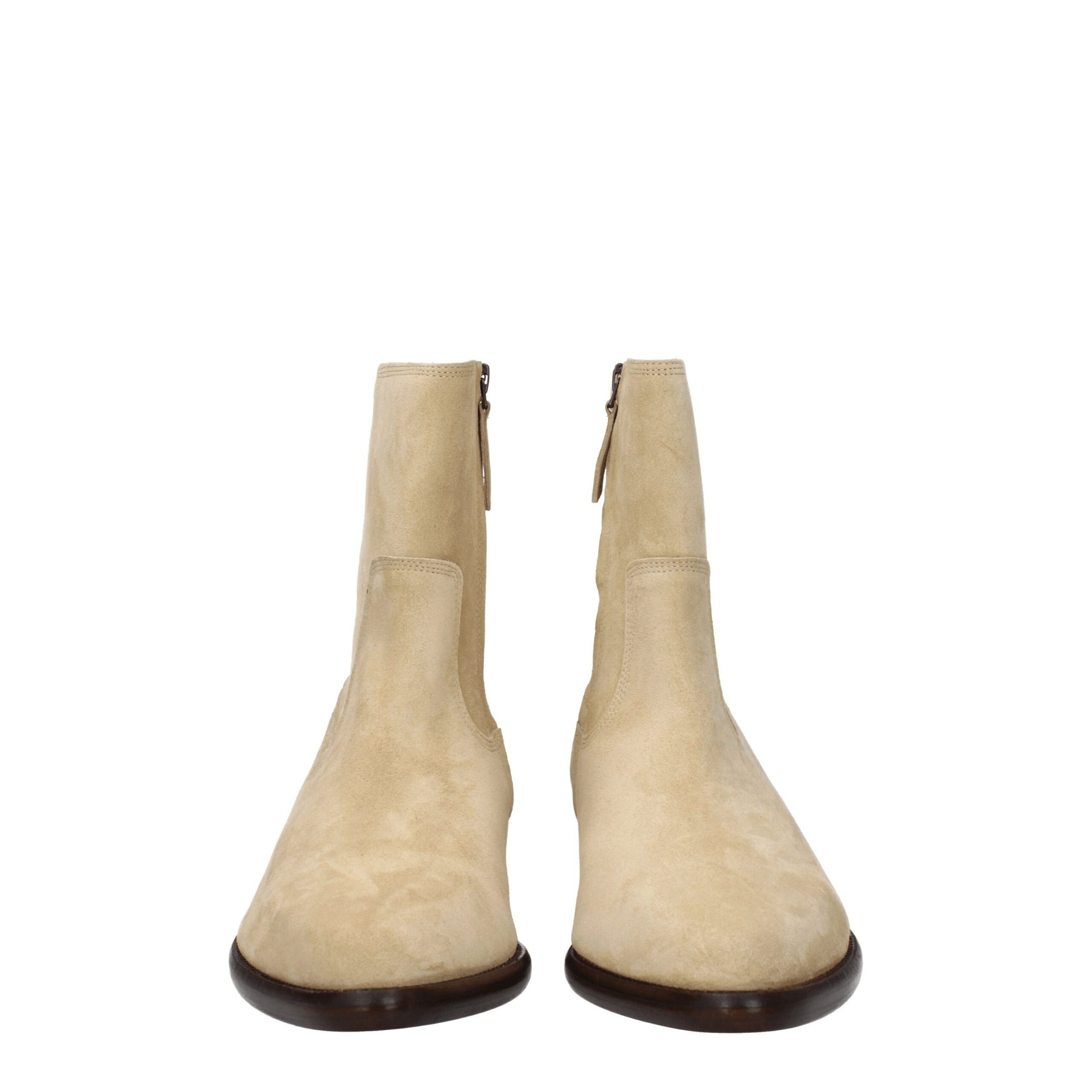 Beige Leather Ankle Boots