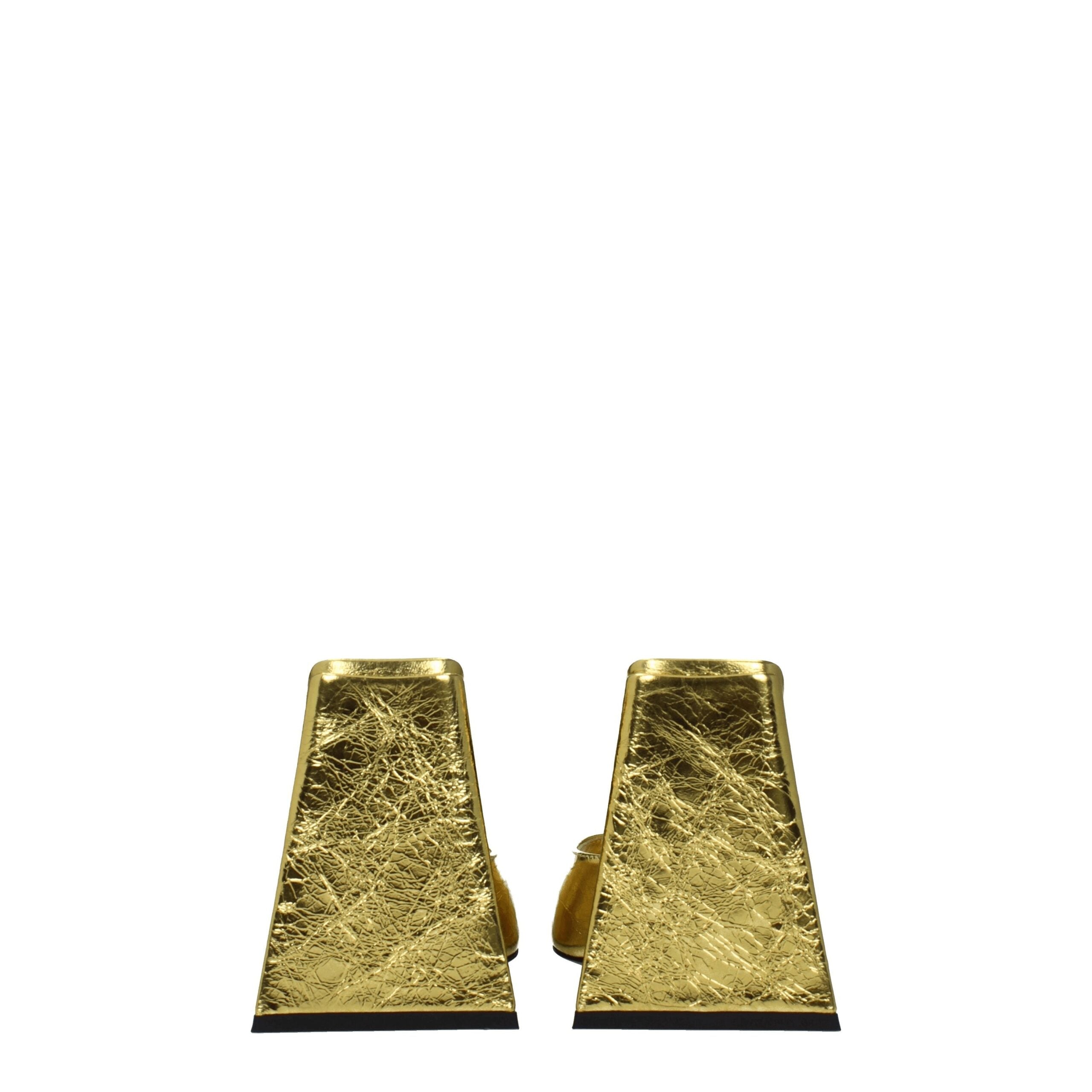 Gold Leather Platform Sandals