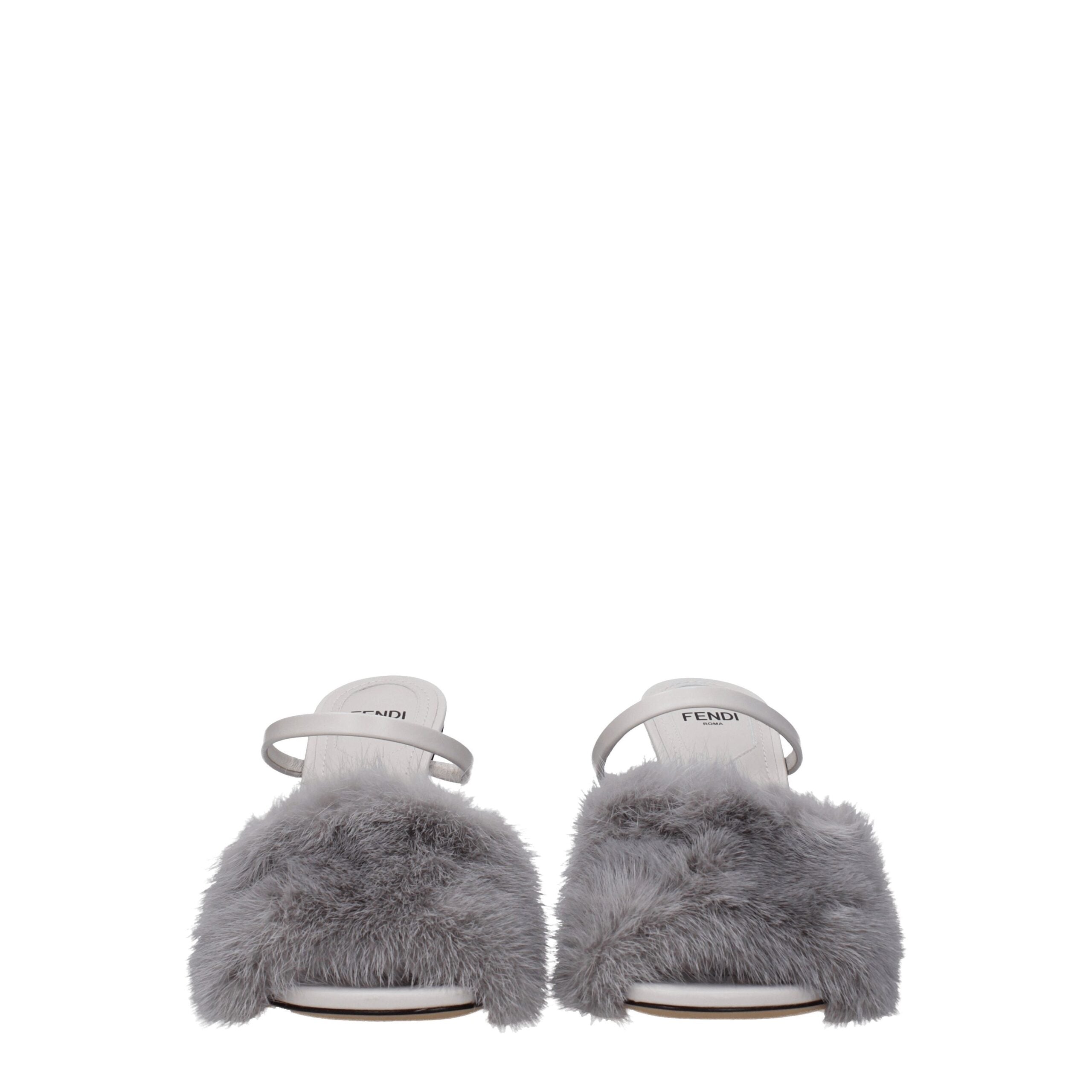 Gray Mink Slippers