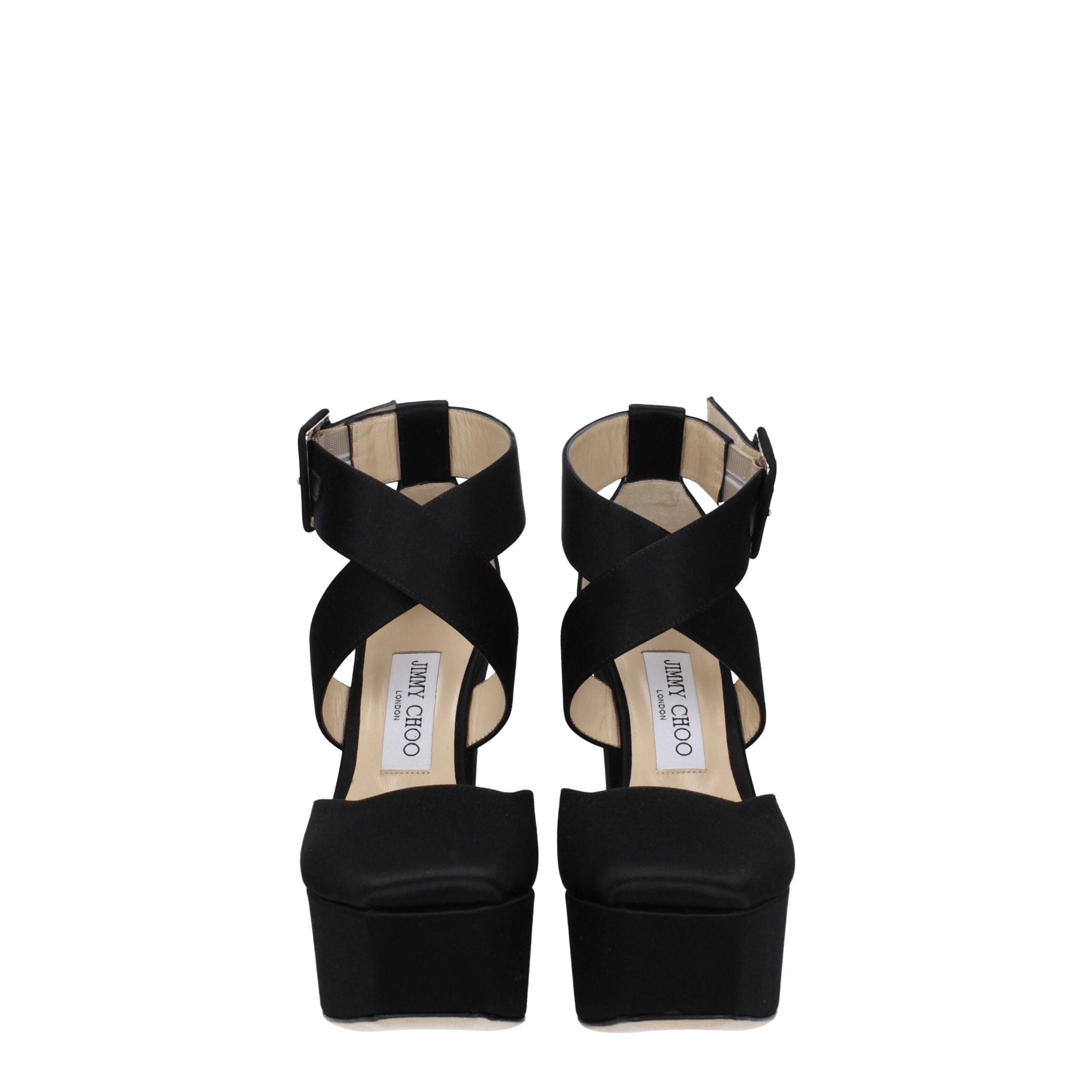 Black Satin Platform Sandals