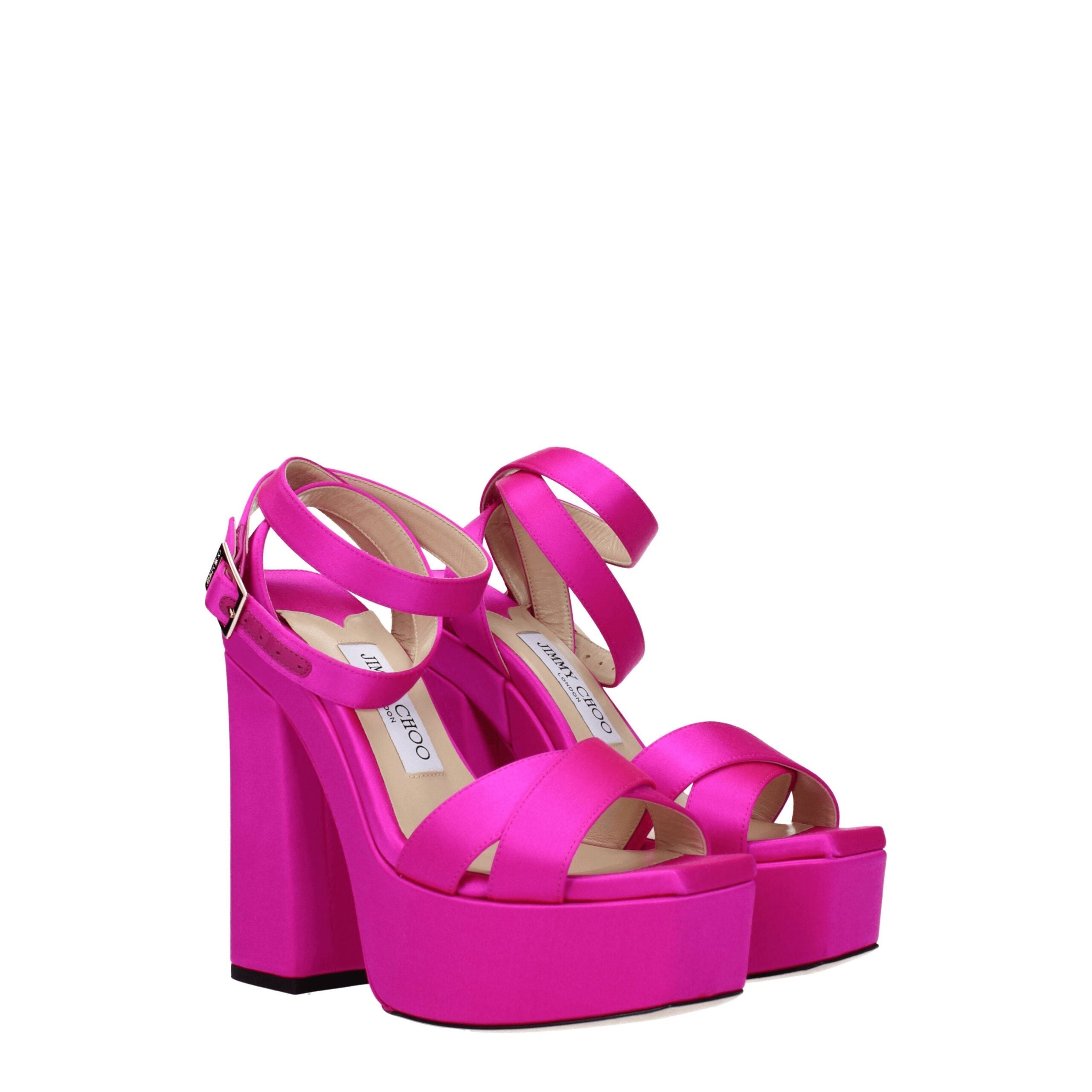 Pink Satin Platform Sandals