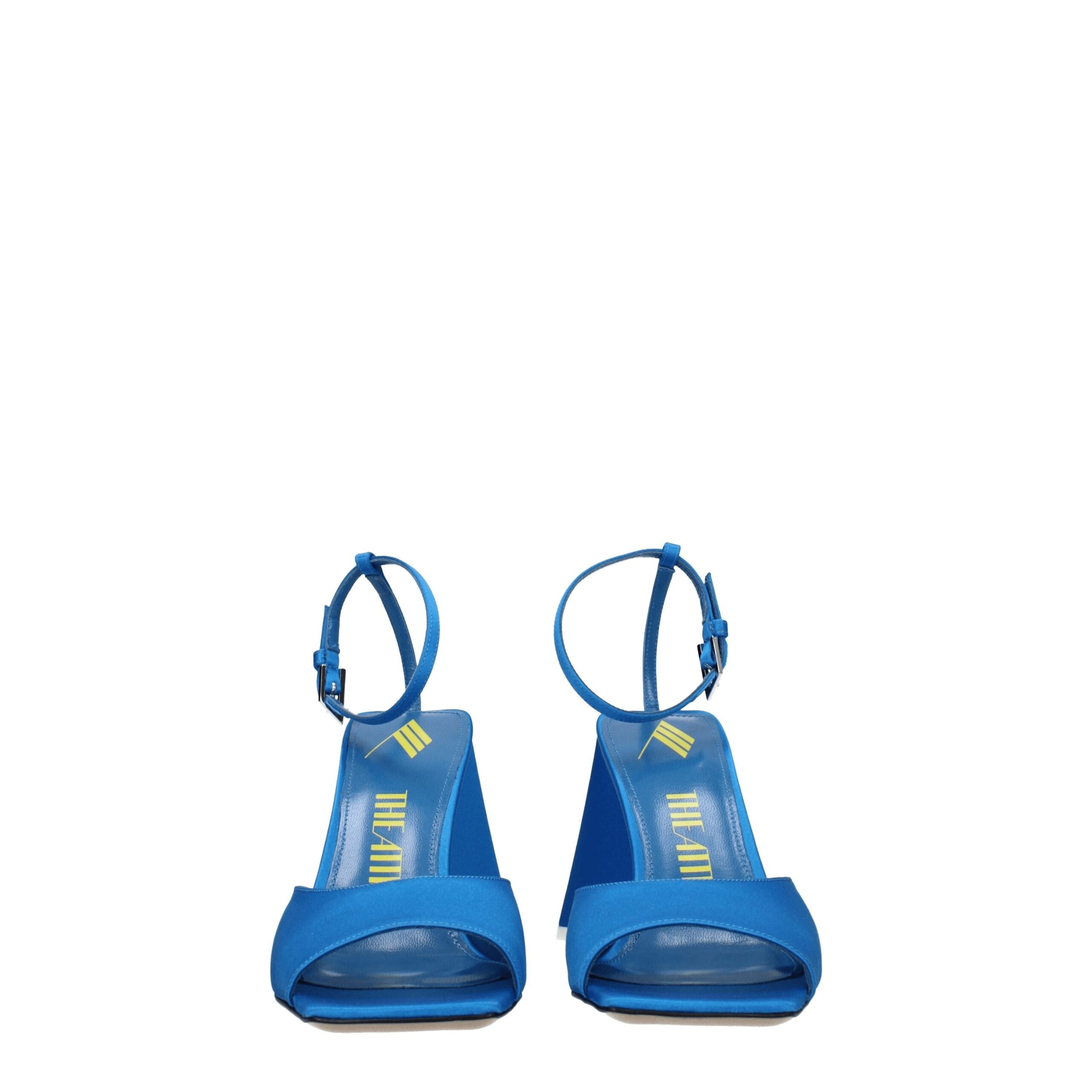 Blue Satin Stiletto Heel Sandals