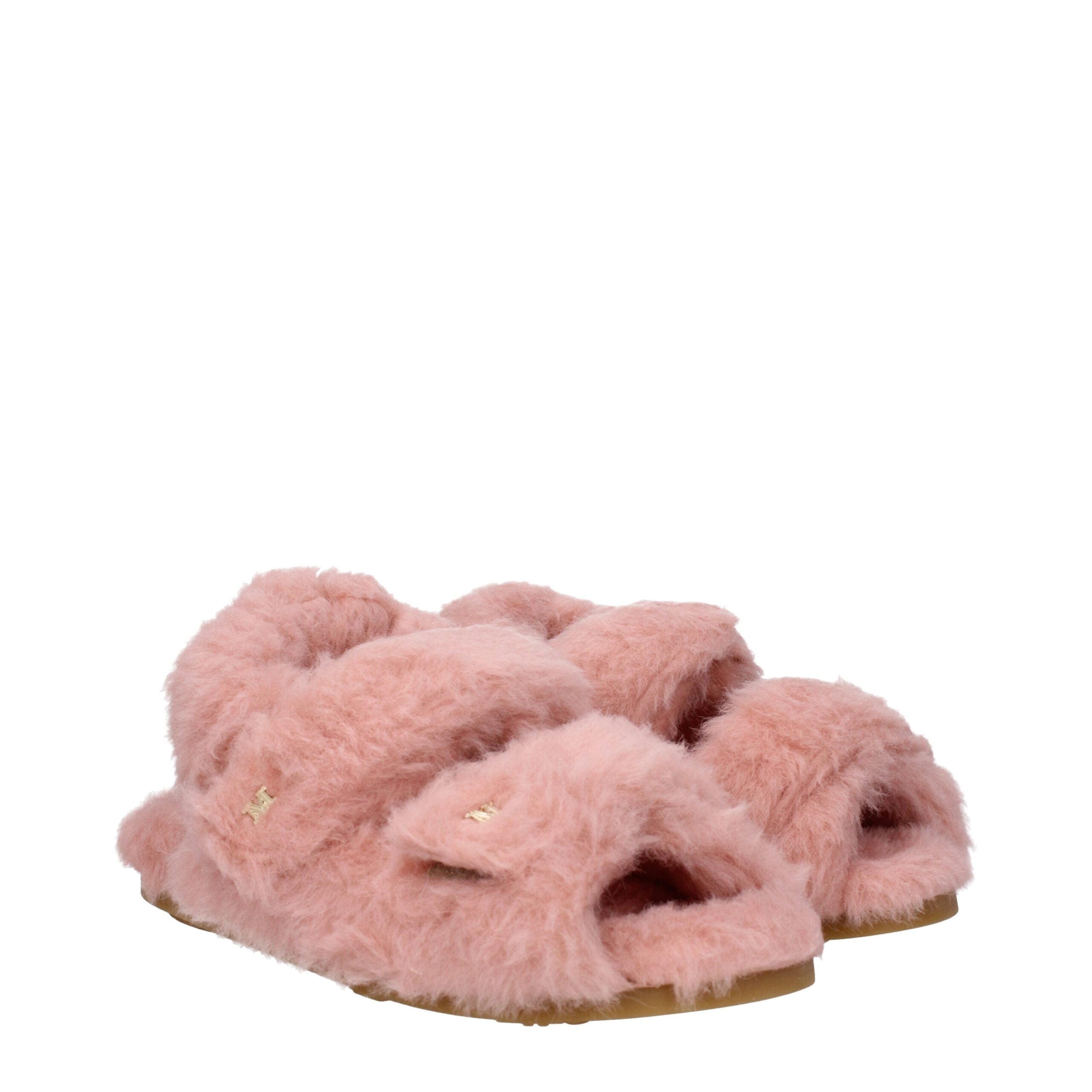 Pink Fur Flat Sandals