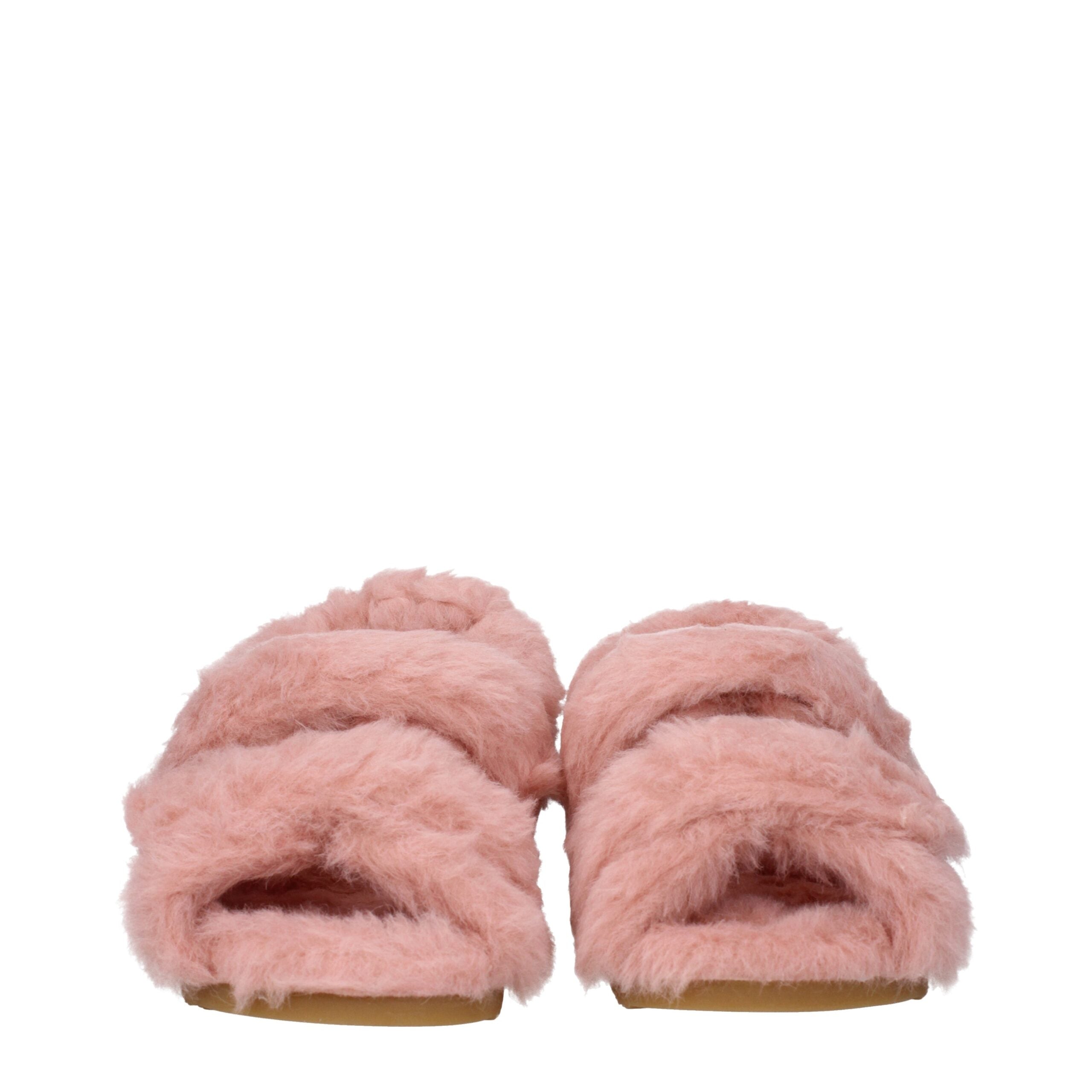 Pink Fur Flat Sandals